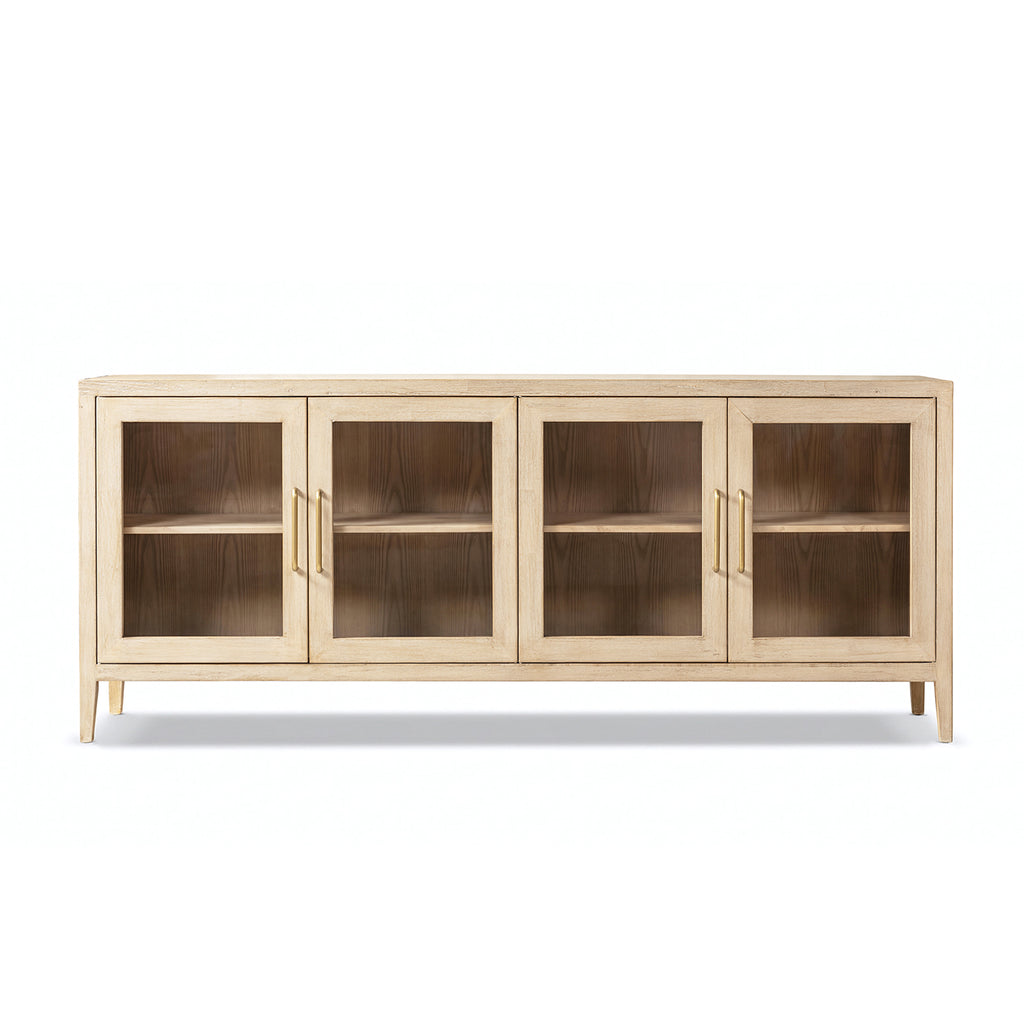 Marlowe 83-Inch Glass Door Sideboard, Brushed White