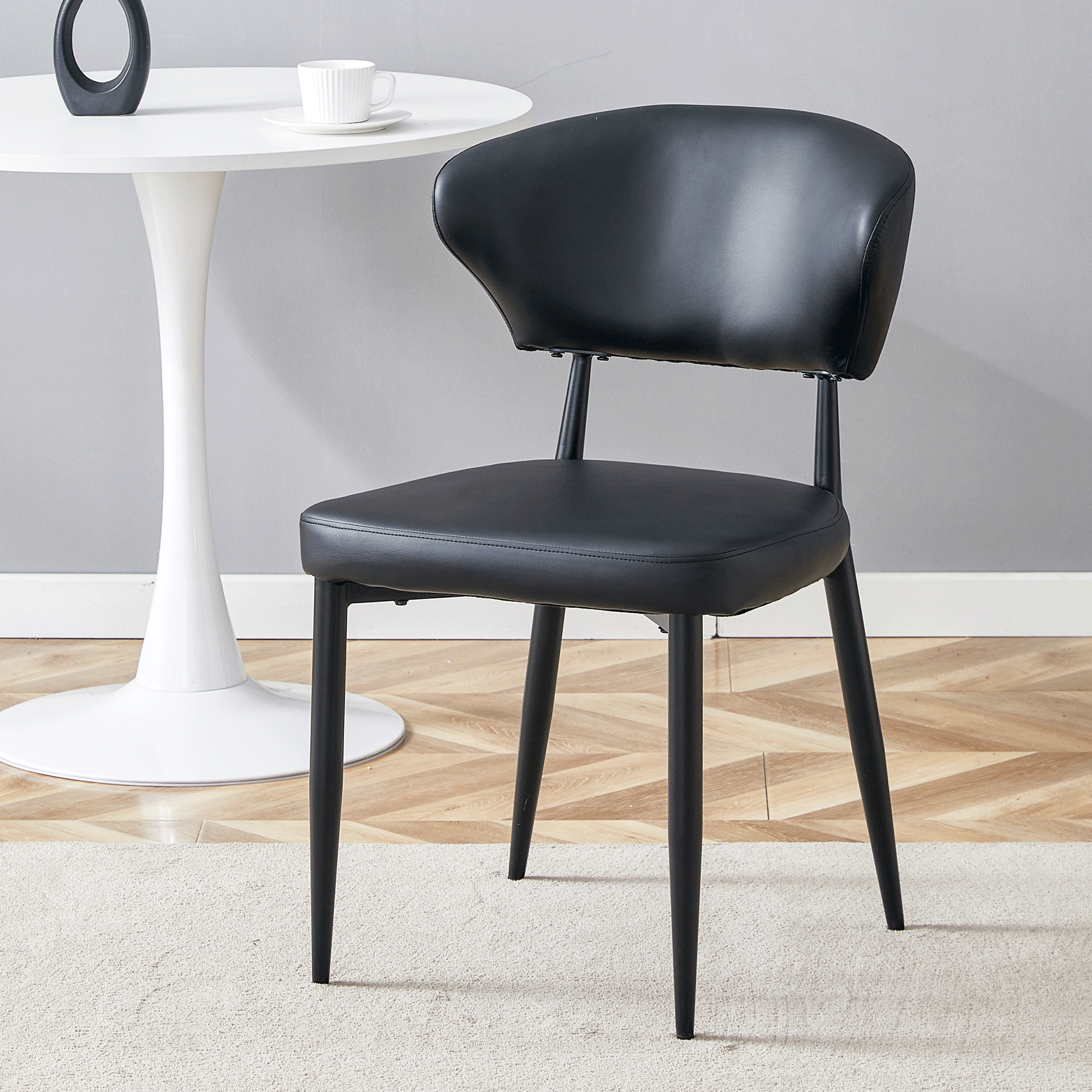 Black Minimalist Ergonomic Dining Chair - Set of 4
