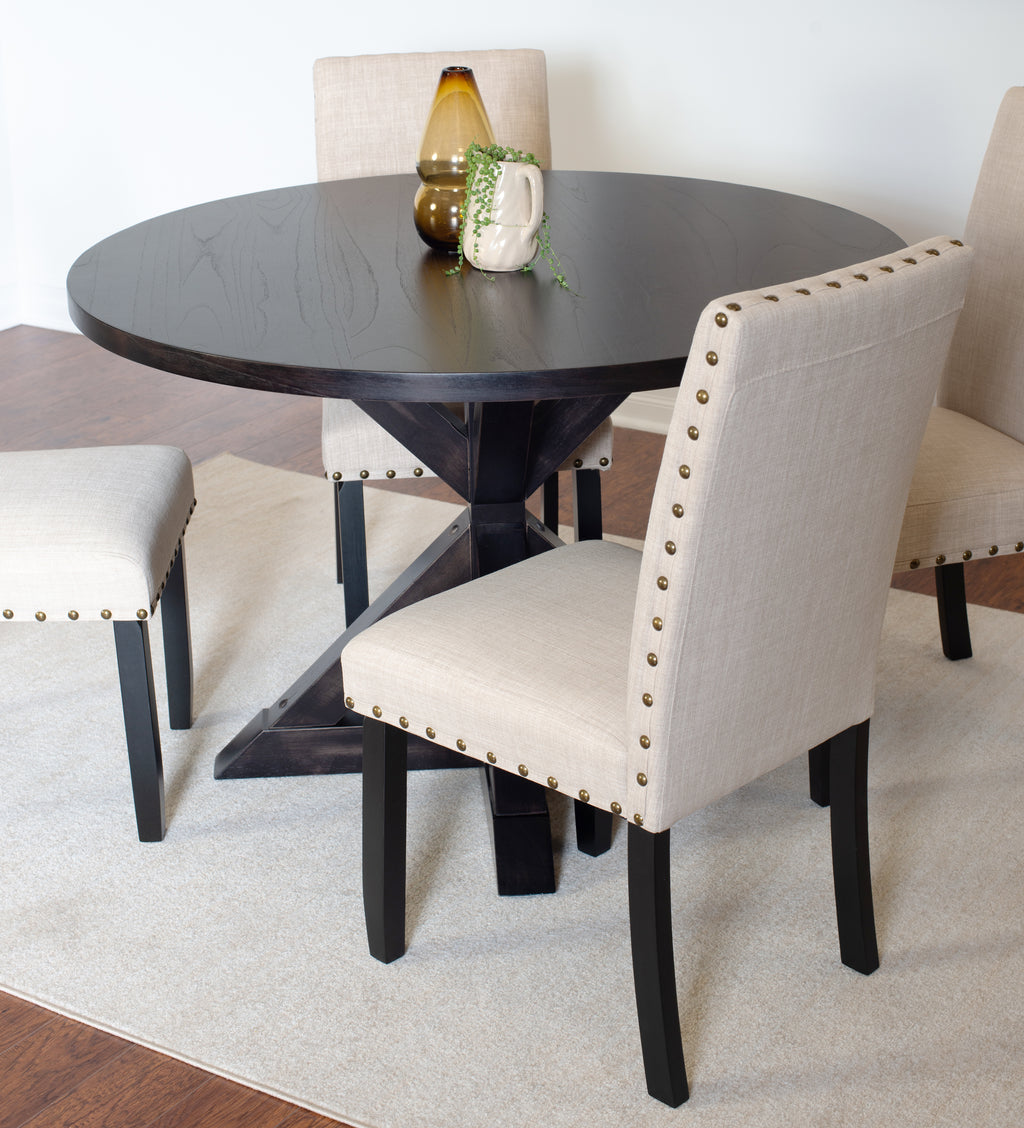 Mytzi 5-Piece Dining Set, Cross-Buck Dining Table with 4 Stylish Chairs