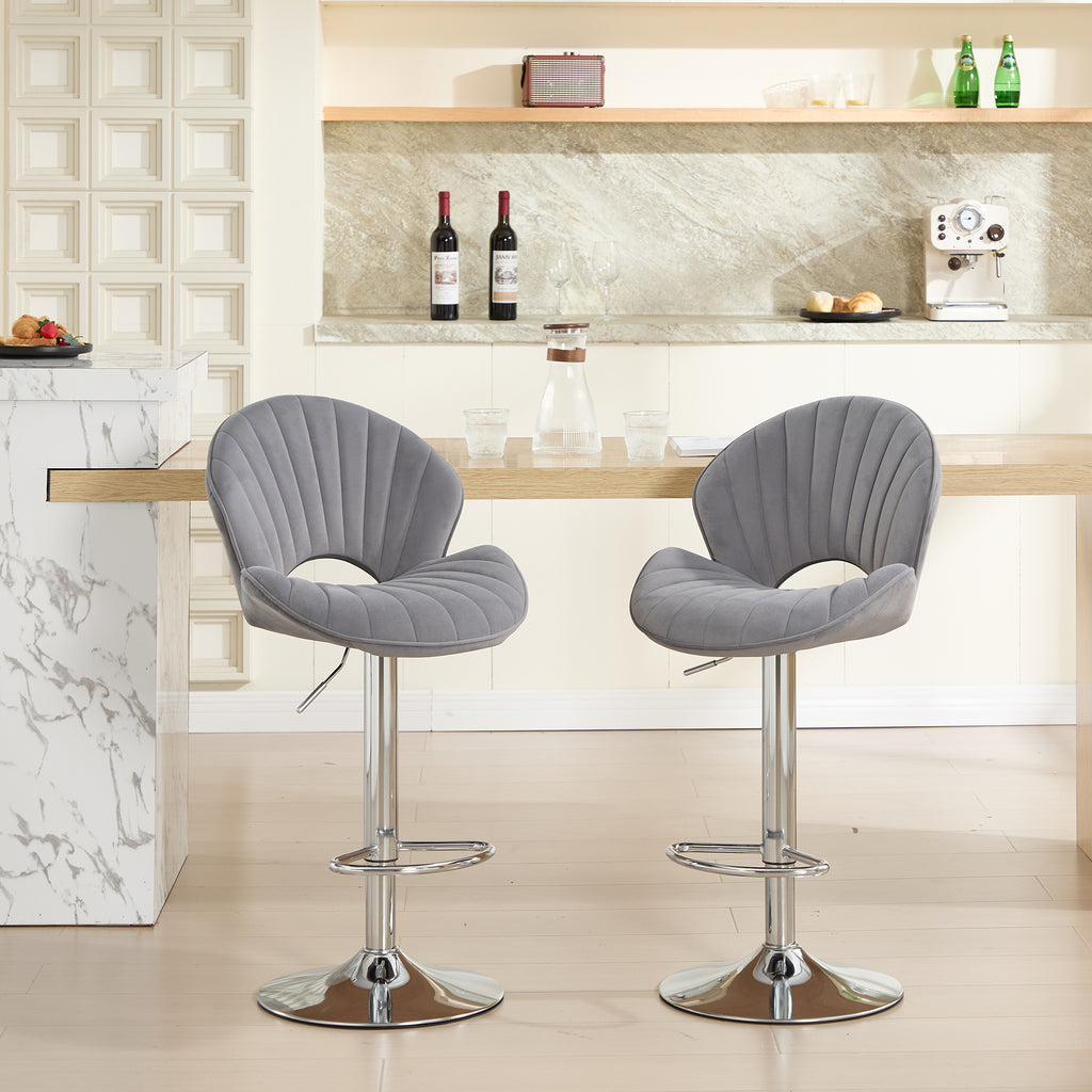 Bar Stools Set of 2 - Adjustable Barstools with Back and Footrest