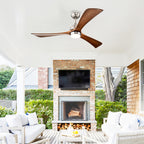 52" Solid Wood Blades Ceiling Fan with Lights & Remote Control