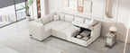 108.6" U-Shaped Sectional Sofa Pull-Out Bed with USB Ports