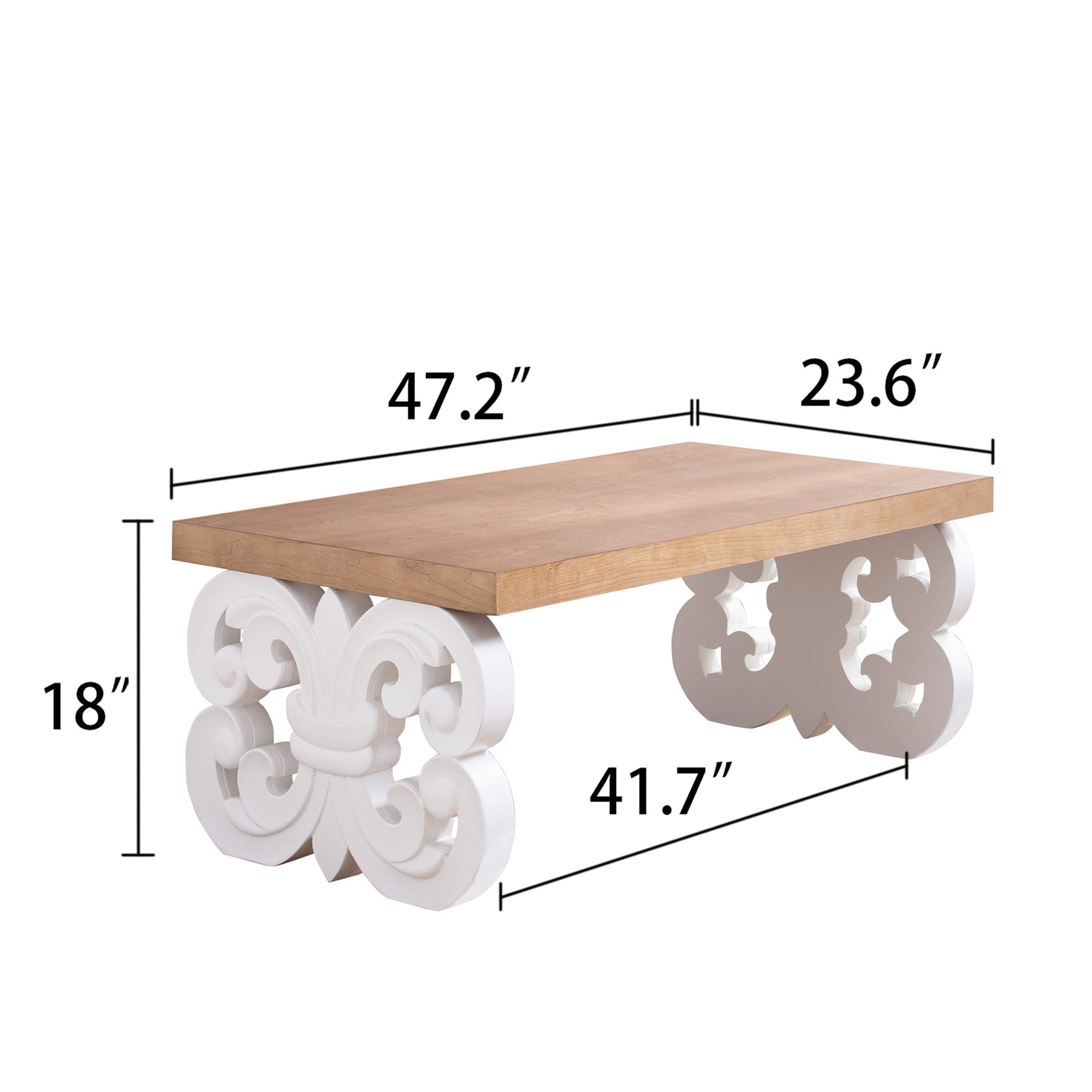 Ornate Wood Coffee Table – 47" Rectangular Farmhouse Style Table