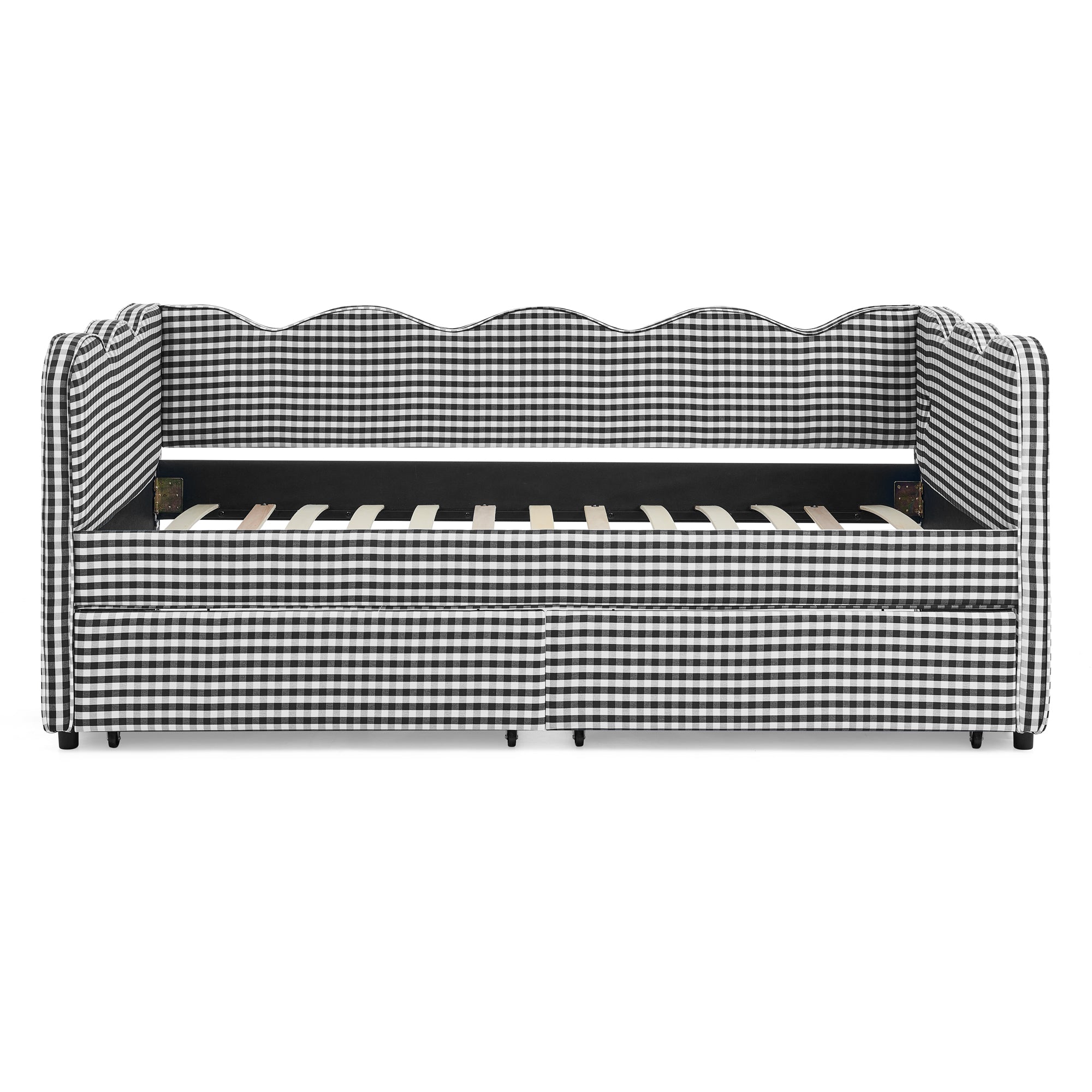 Twin Size Cozy Gingham Daybed with Two Storage Drawers