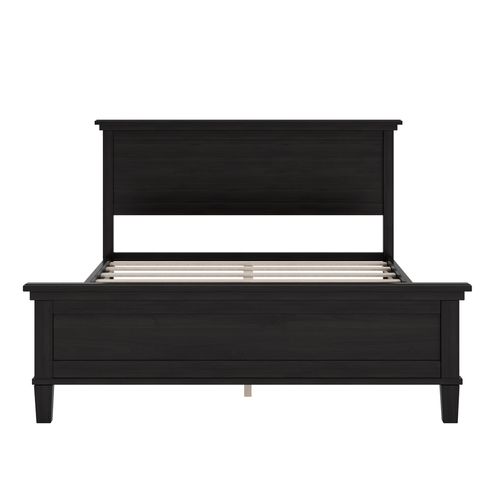 Mid-Century Modern Wood Platform Bed - Queen Size