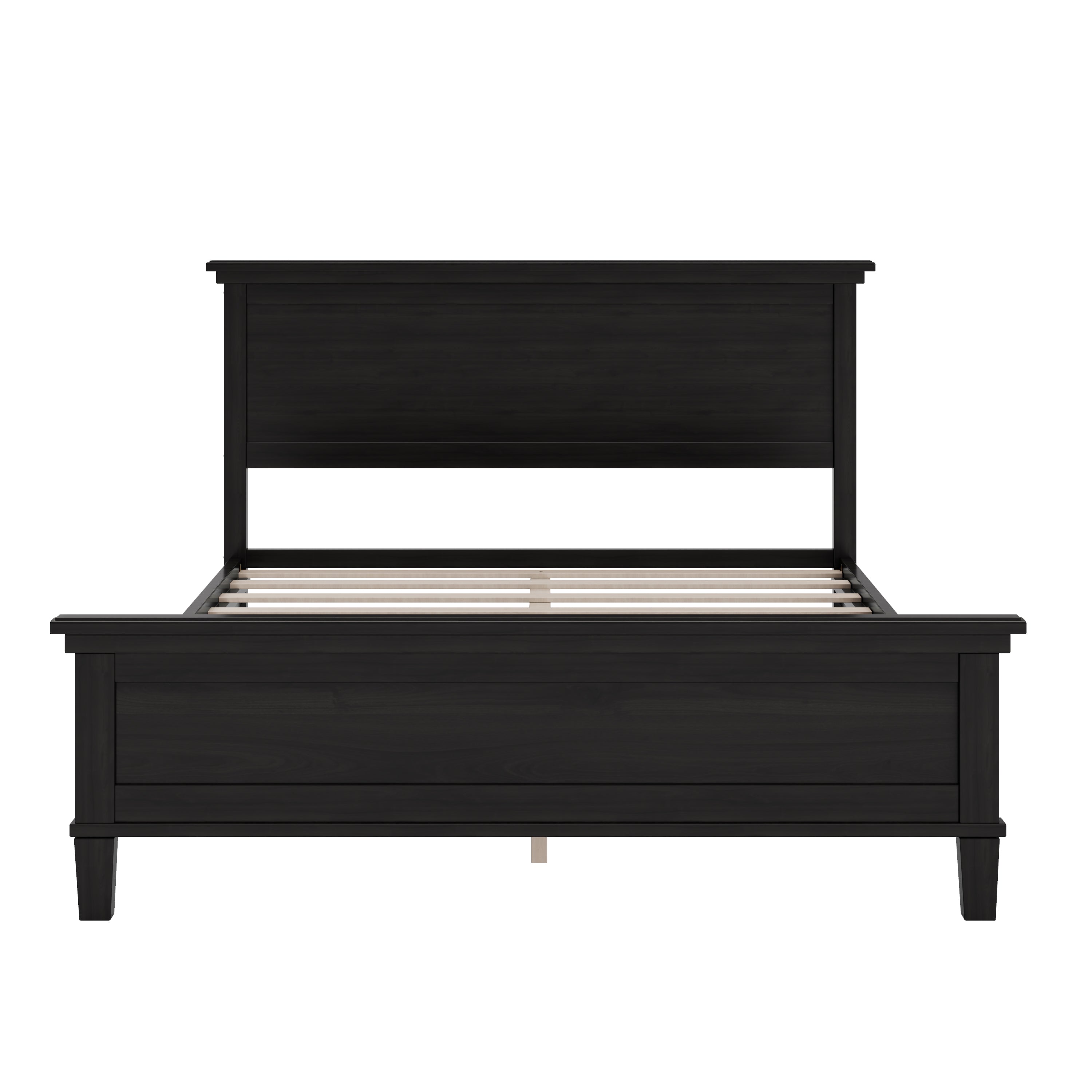 Mid-Century Modern Wood Platform Bed - Queen Size