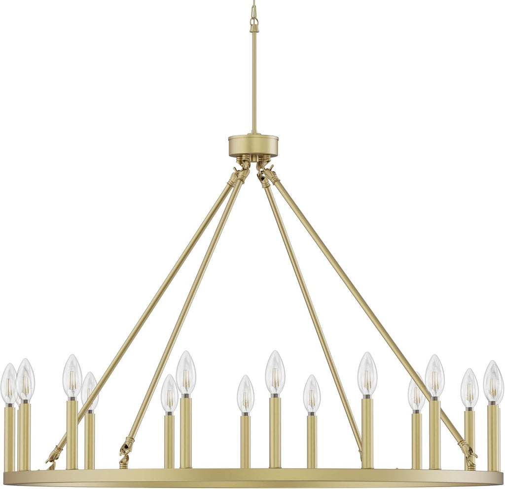 Gold Wagon Wheel Chandelier, 39-Inch Round, 16-Light Ceiling Fixture