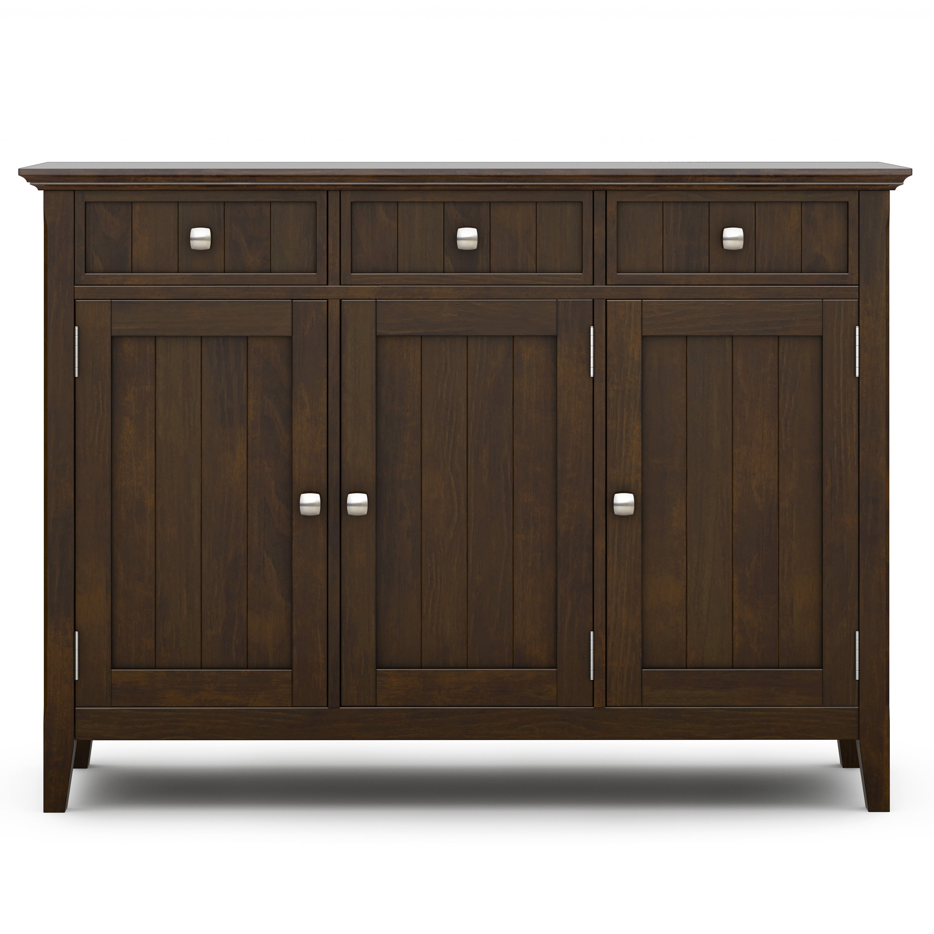 Acadian 51 Inch Wide Solid Wood Entryway Storage Cabinet in Brunette