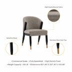 Ola Wood Chenille Dining Chair in Stone