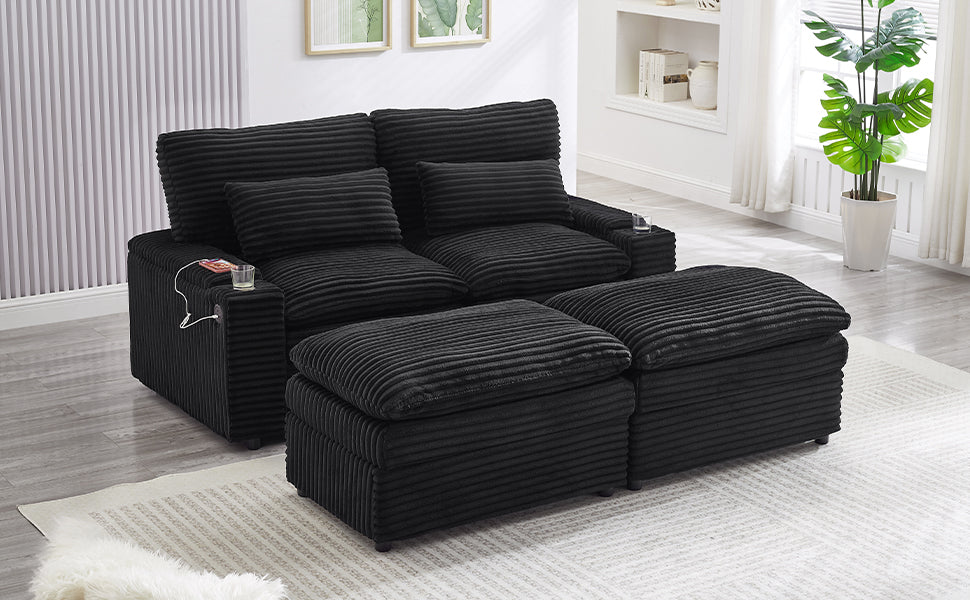 Loveseat Sofa 70.9" Free-Combined Sectional Convertible Sofa Bed