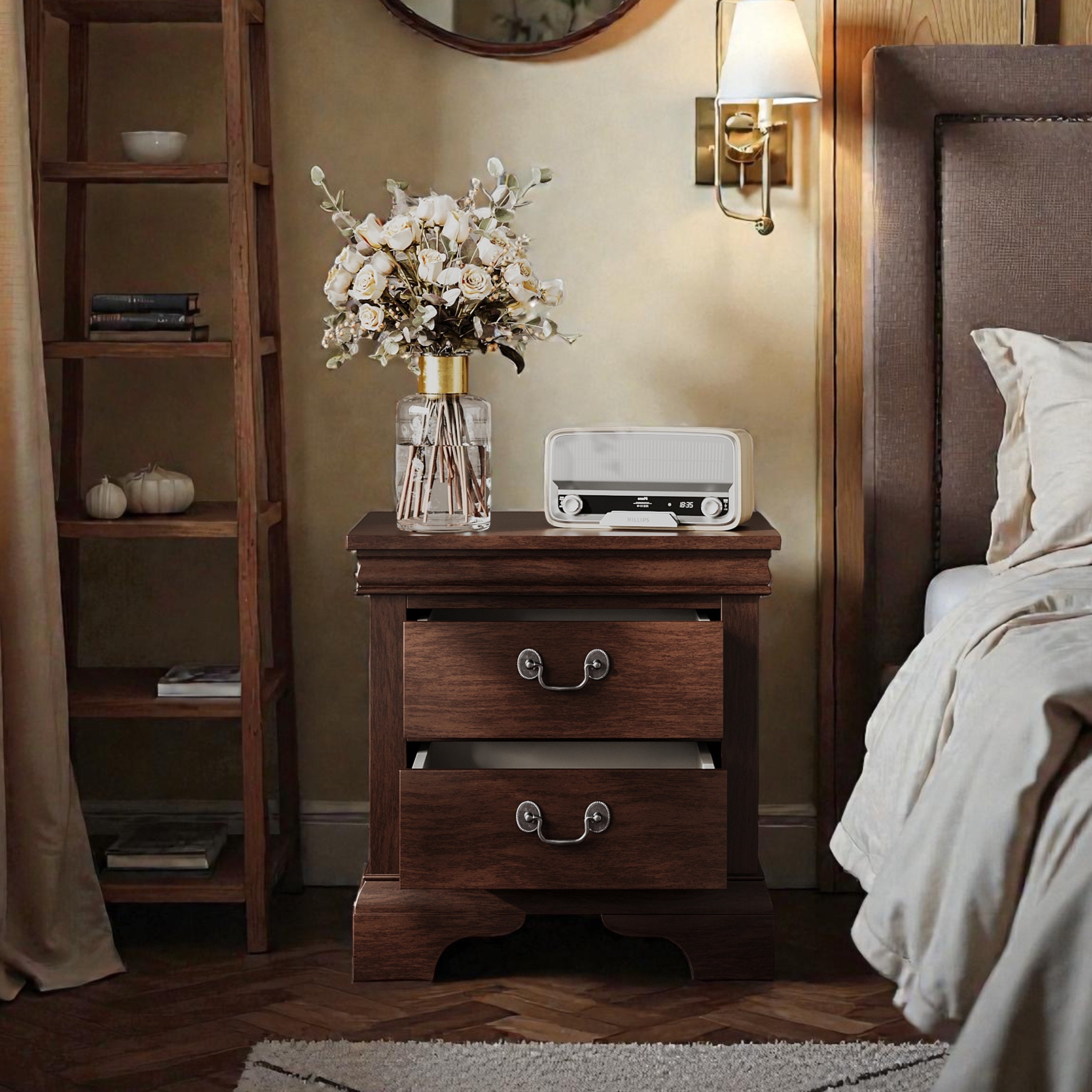 Classic Wooden Nightstand - Cherry