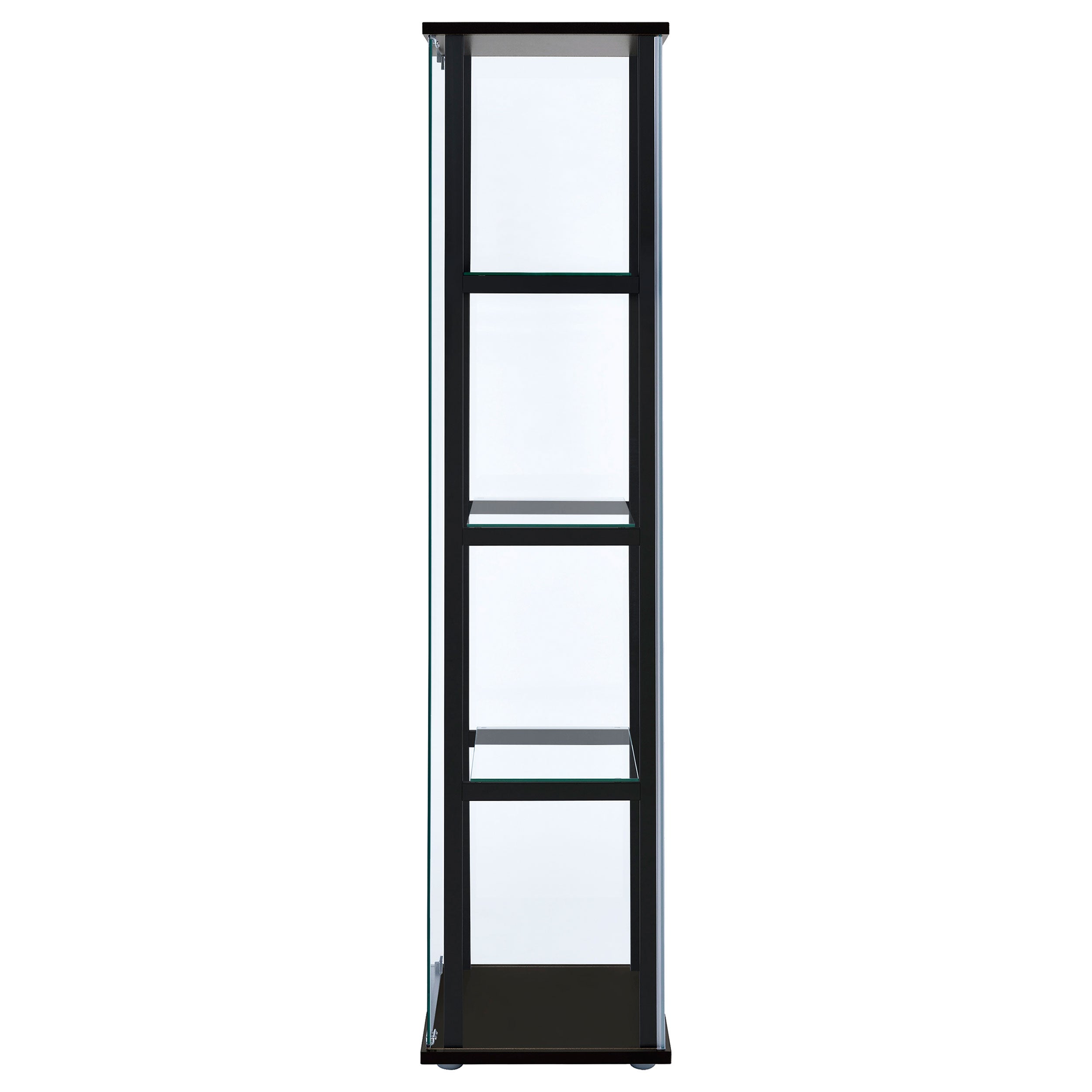Cyclamen 4-shelf Clear Glass Curio Display Cabinet Black-CoasterEveryday