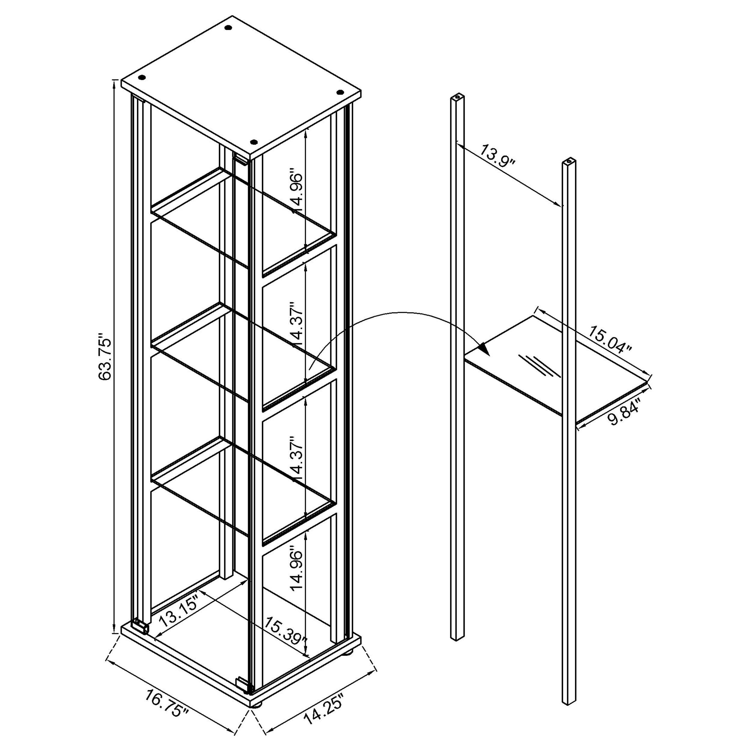 Cyclamen 4-shelf Clear Glass Curio Display Cabinet Black-CoasterEveryday