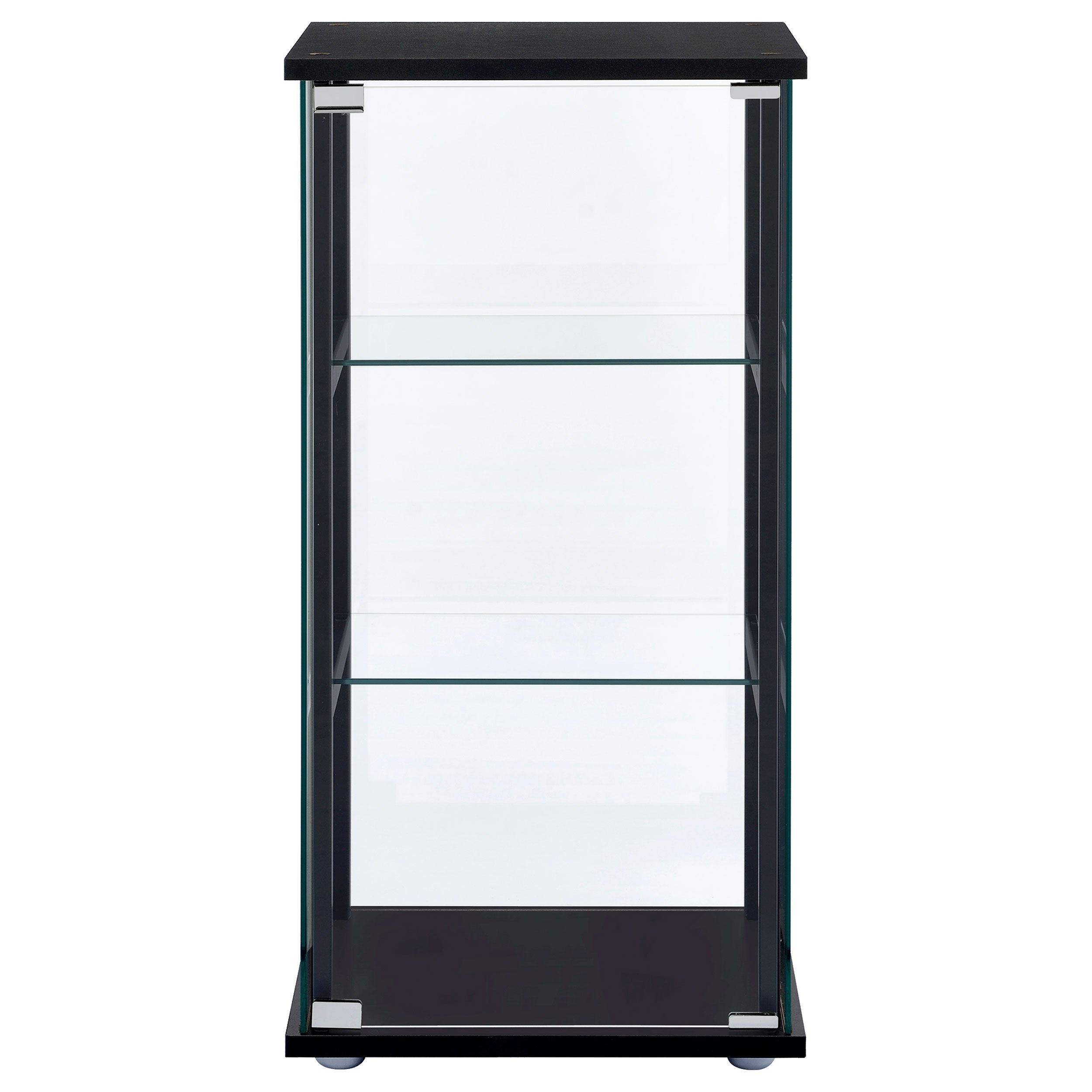 Cyclamen 3-shelf Clear Glass Curio Display Cabinet Black-CoasterEveryday