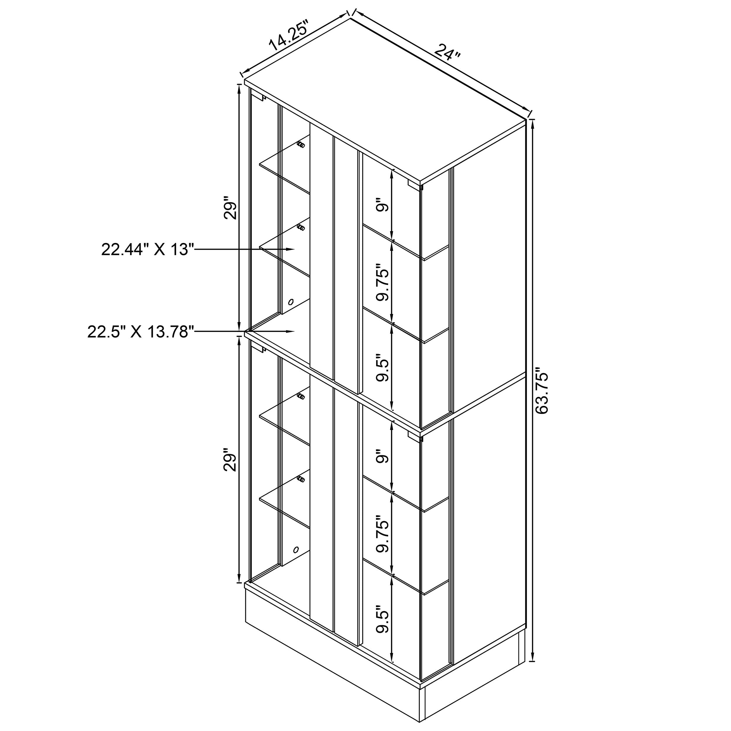 Cabra 4-door LED Curio Display Cabinet Black High Gloss-