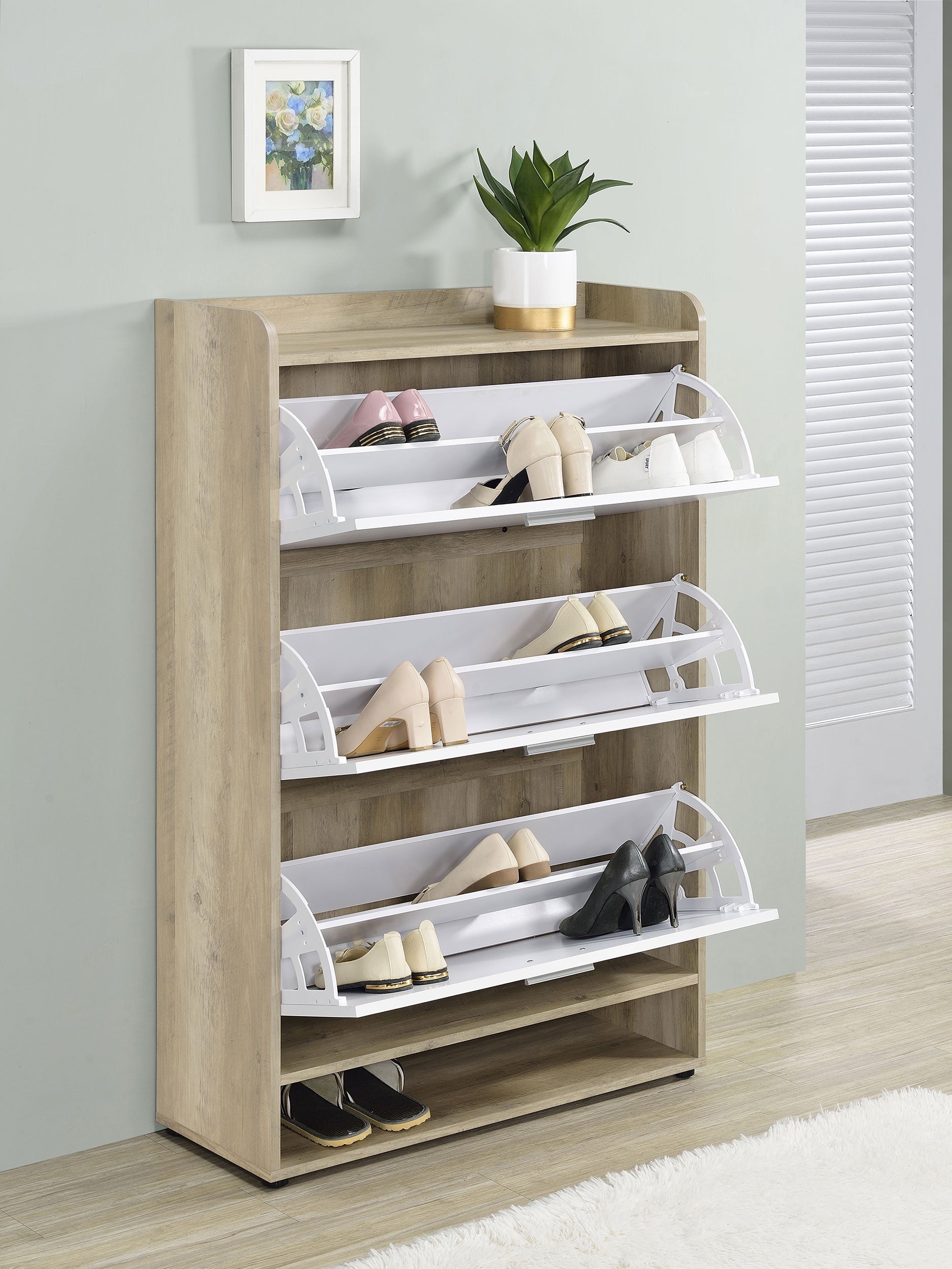 Denia 3-tier Engineered Wood Shoe Cabinet White-CoasterEveryday