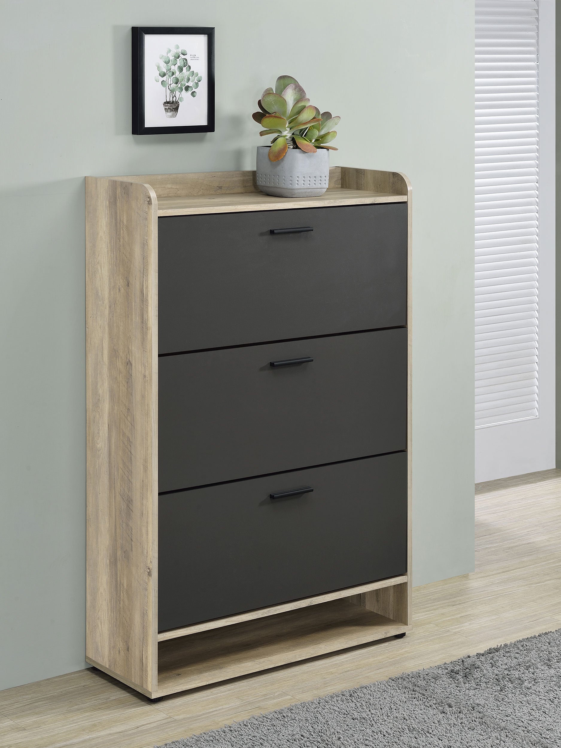 Denia 3-tier Engineered Wood Shoe Cabinet Grey-CoasterEveryday