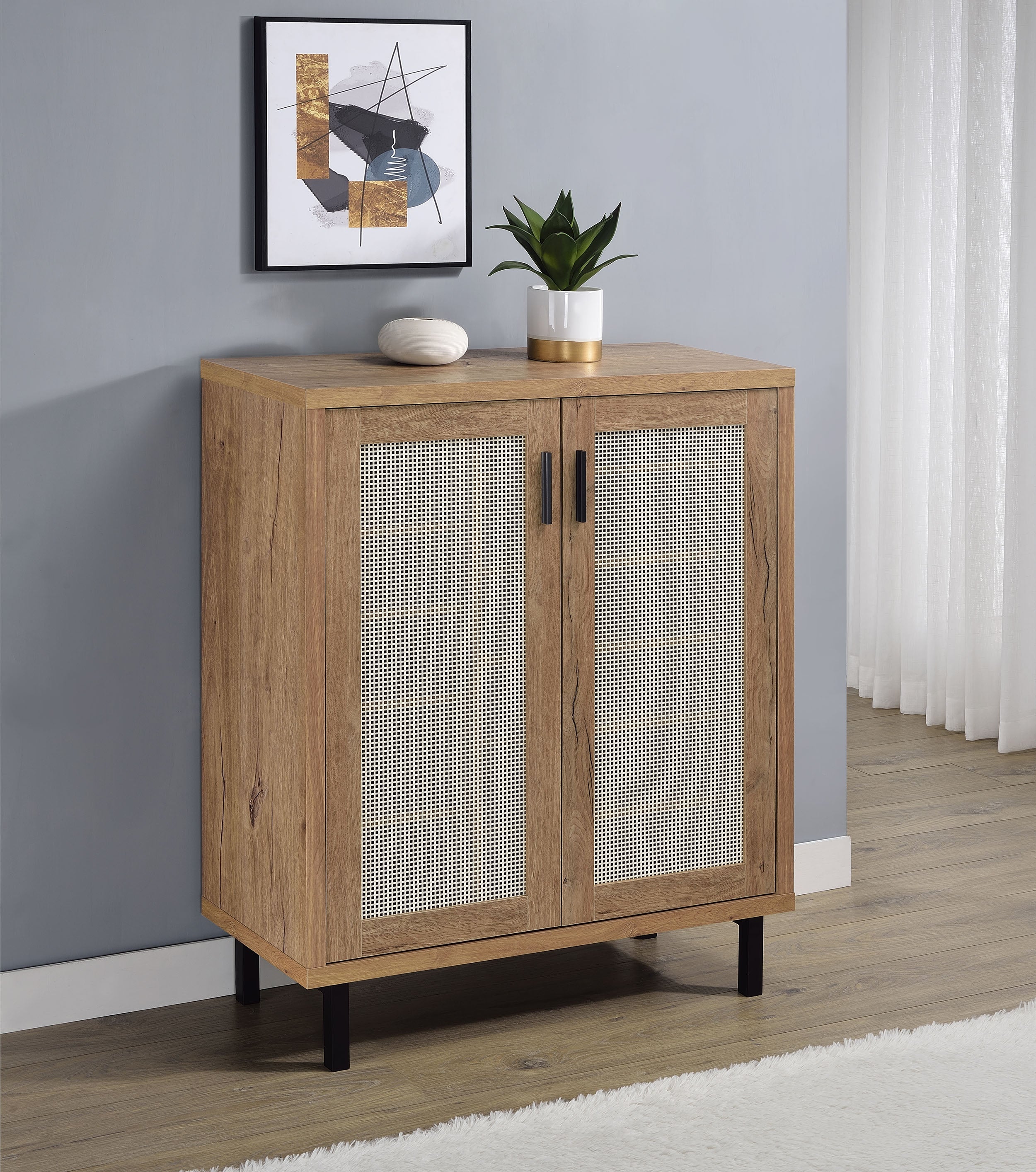 Teller 2-door Shoe Storage Cabinet Natural Oak-
