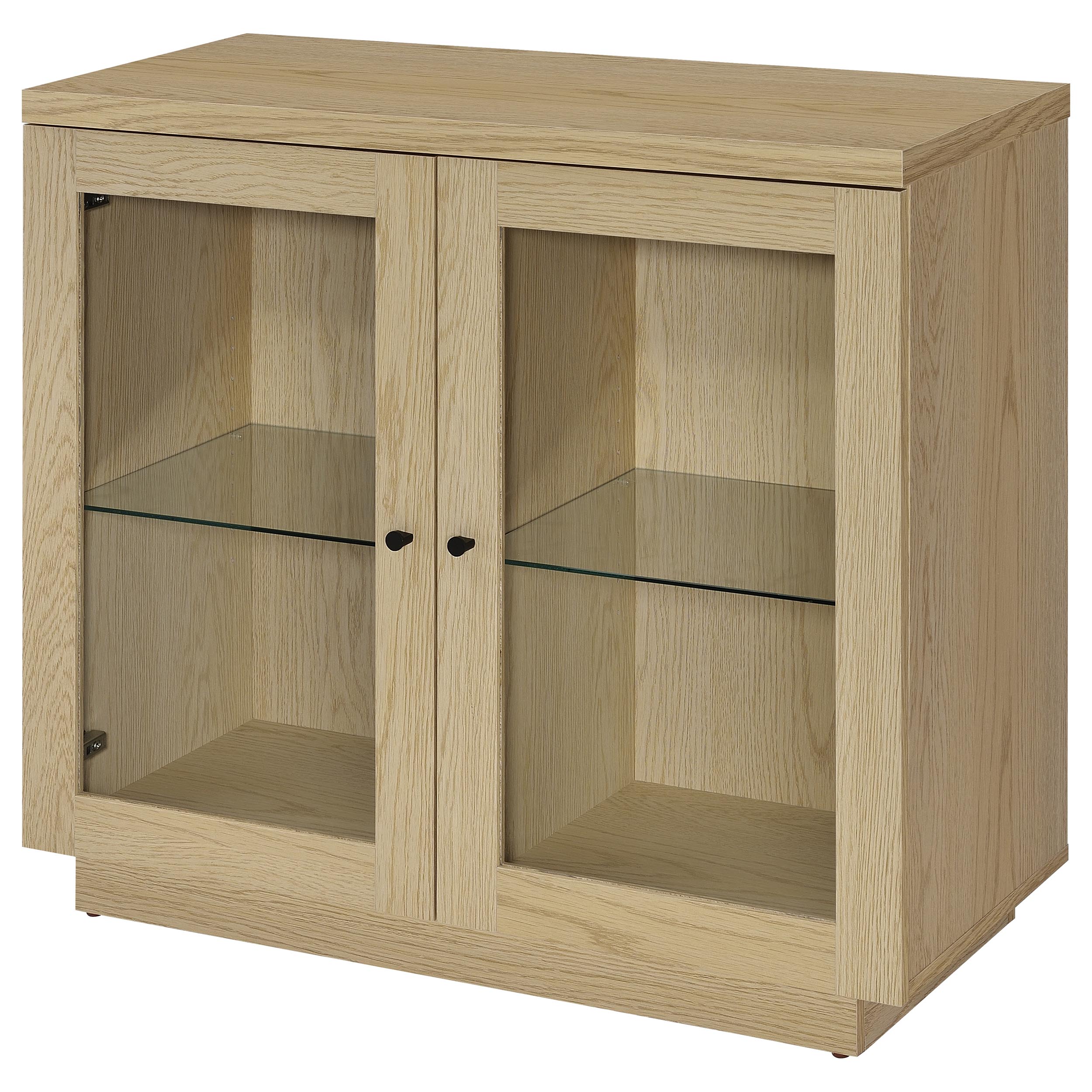 Tilbury 2-door Glass Front Accent Display Cabinet Light Oak-