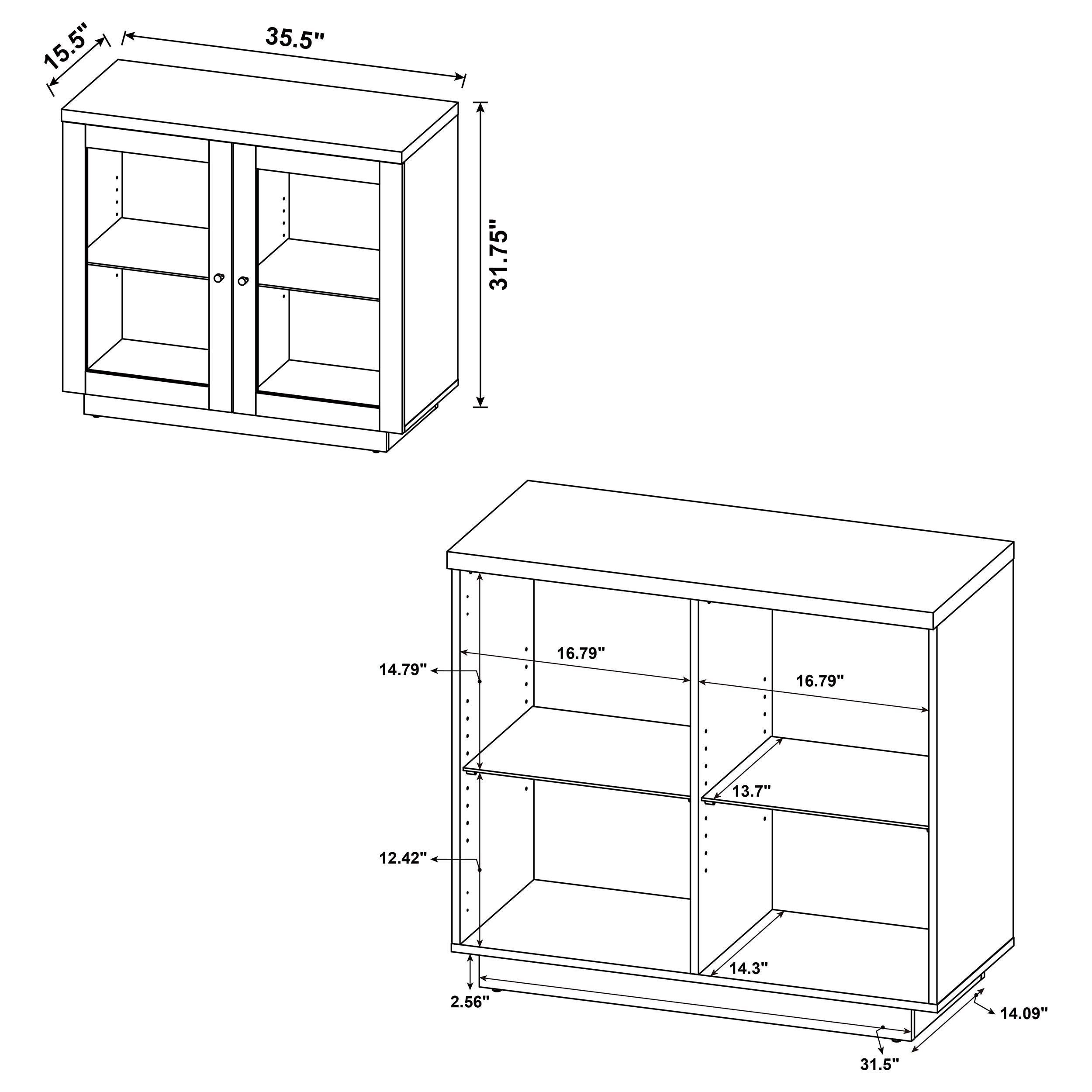 Tilbury 2-door Glass Front Accent Display Cabinet Light Oak-