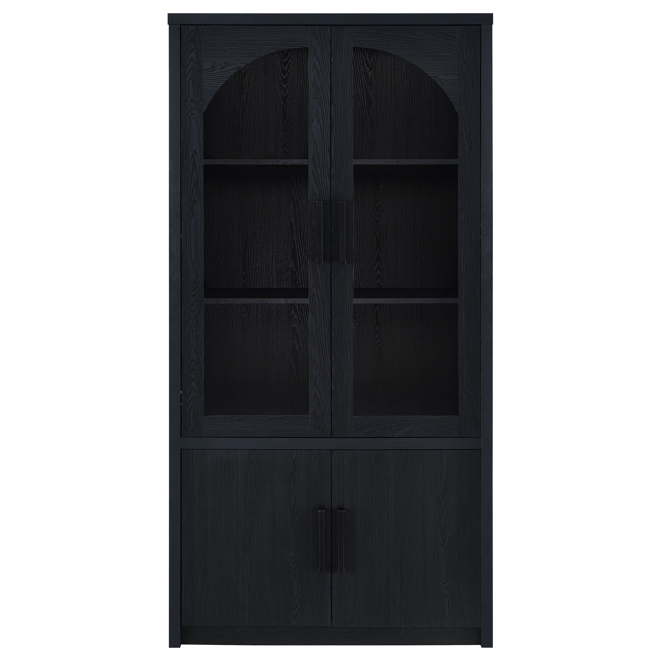 Riva 4-door Tall Accent Display Cabinet LED Lighting Black-