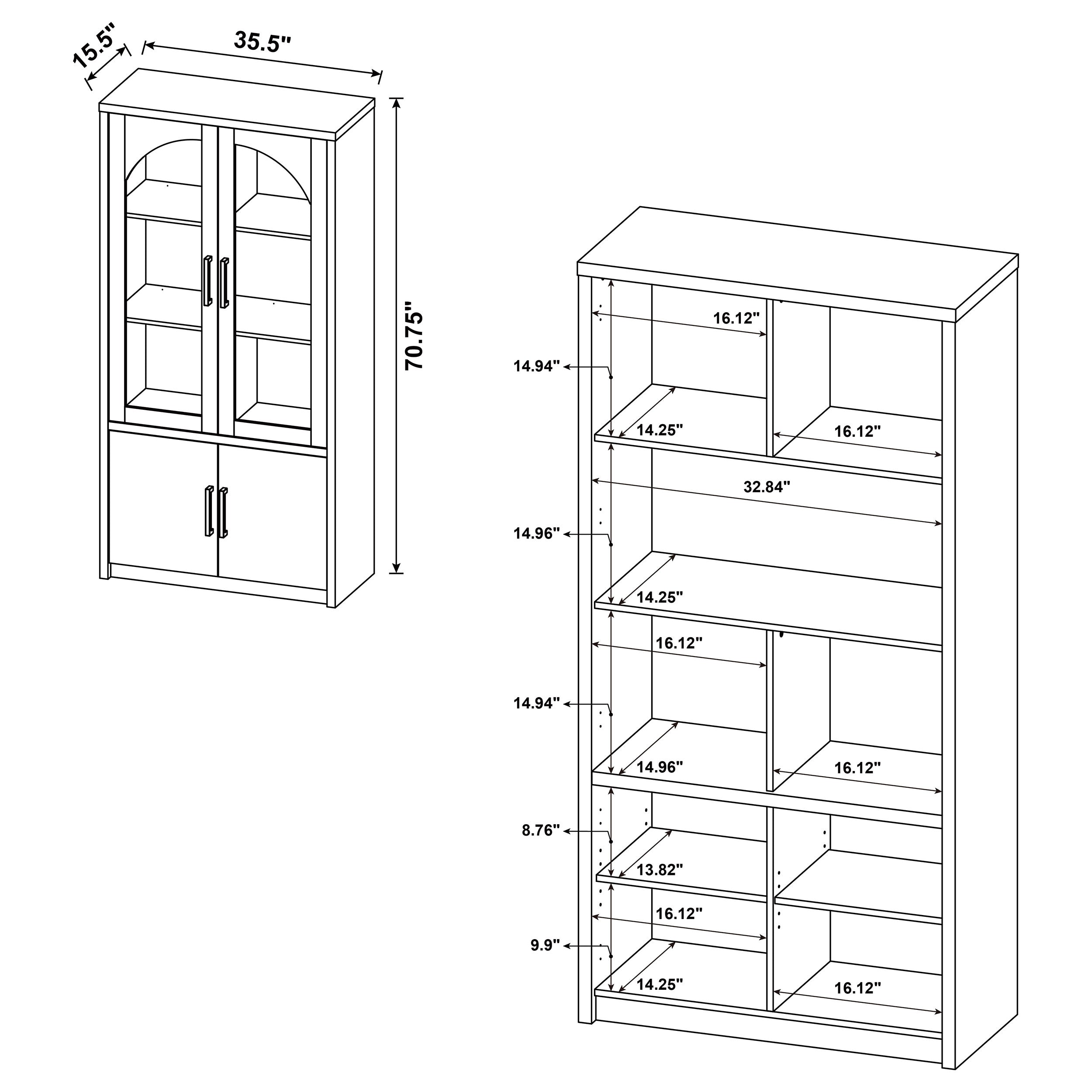 Riva 4-door Tall Accent Display Cabinet LED Lighting Black-