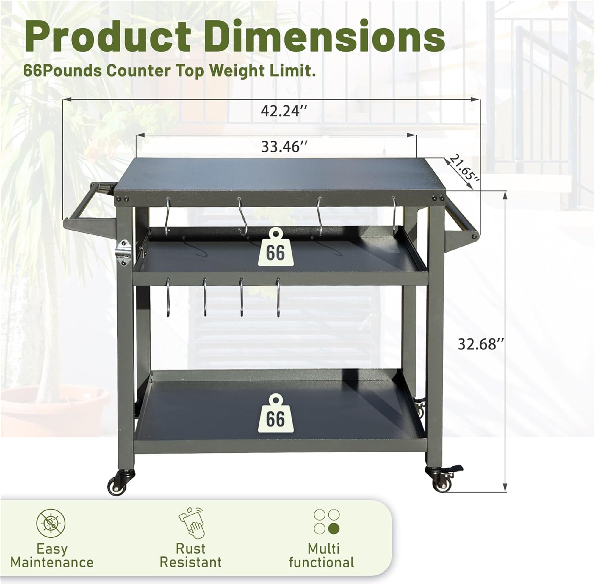 3-Shelf Outdoor Grill Table – Perfect for BBQs and Food Prep
