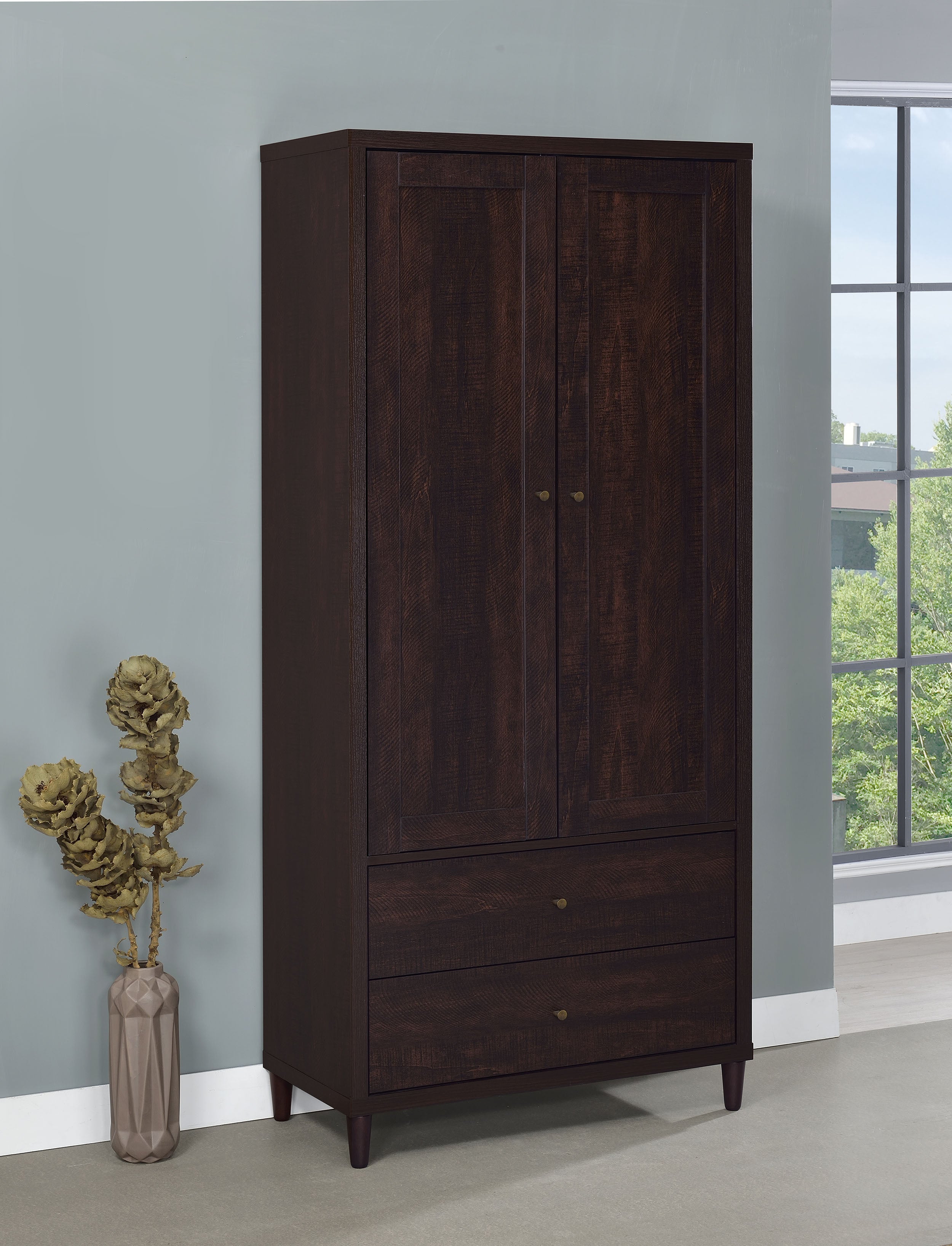Wadeline 2-door Tall Accent Storage Cabinet Rustic Tobacco-CoasterEveryday