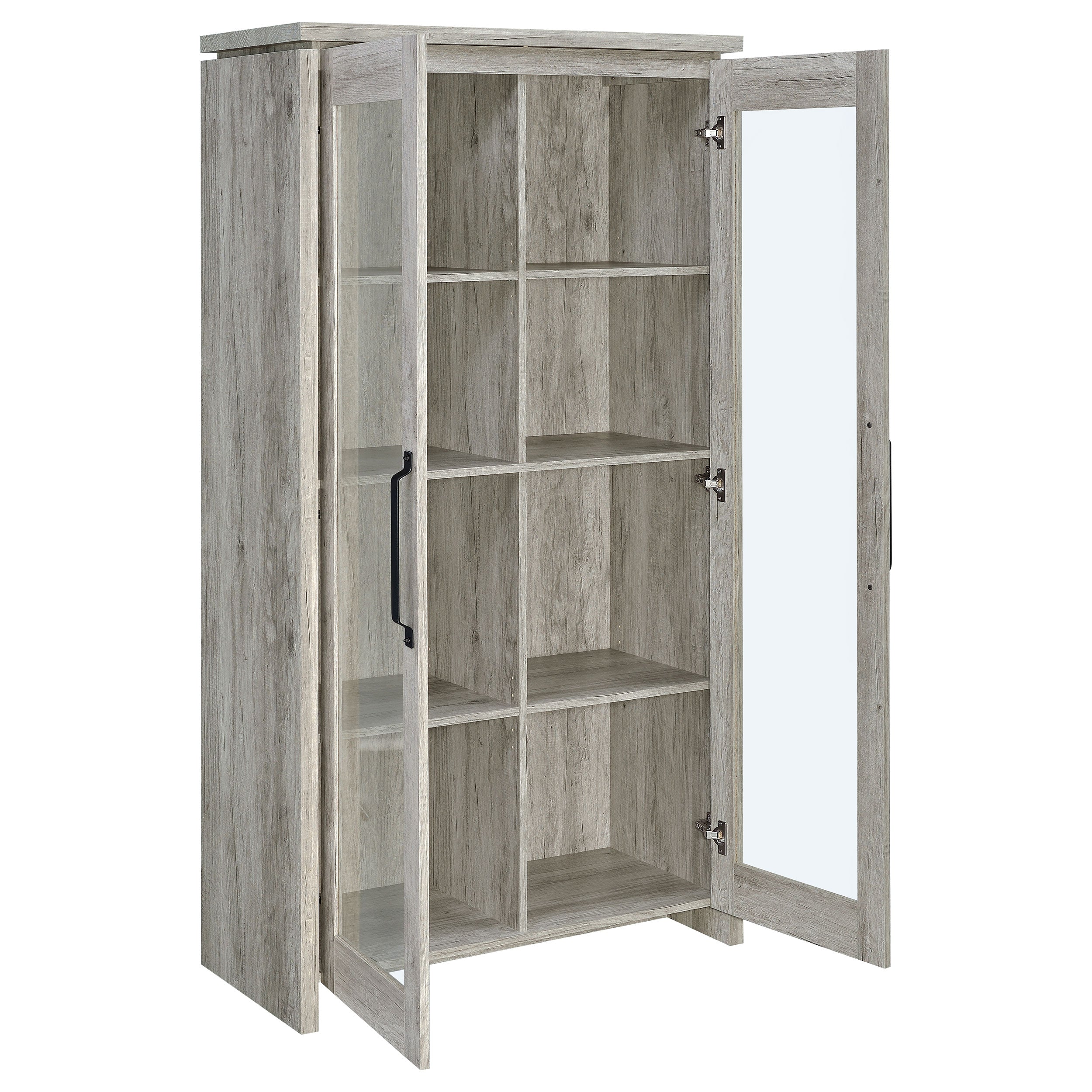 Alejo 2-door Engineered Wood Tall Cabinet Grey Driftwood-CoasterEssence