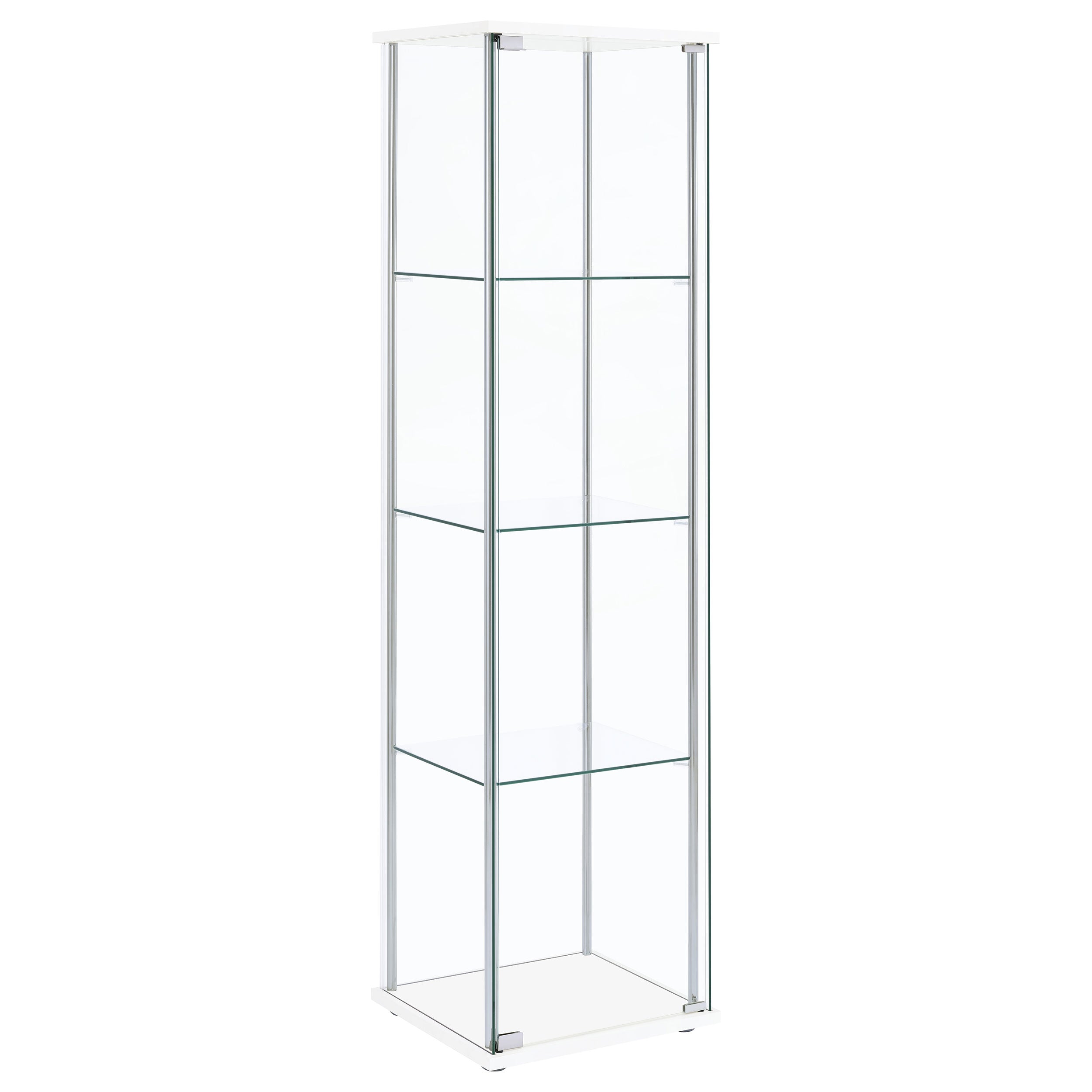 Bellatrix 3-shelf Clear Glass Curio Cabinet White-CoasterEveryday