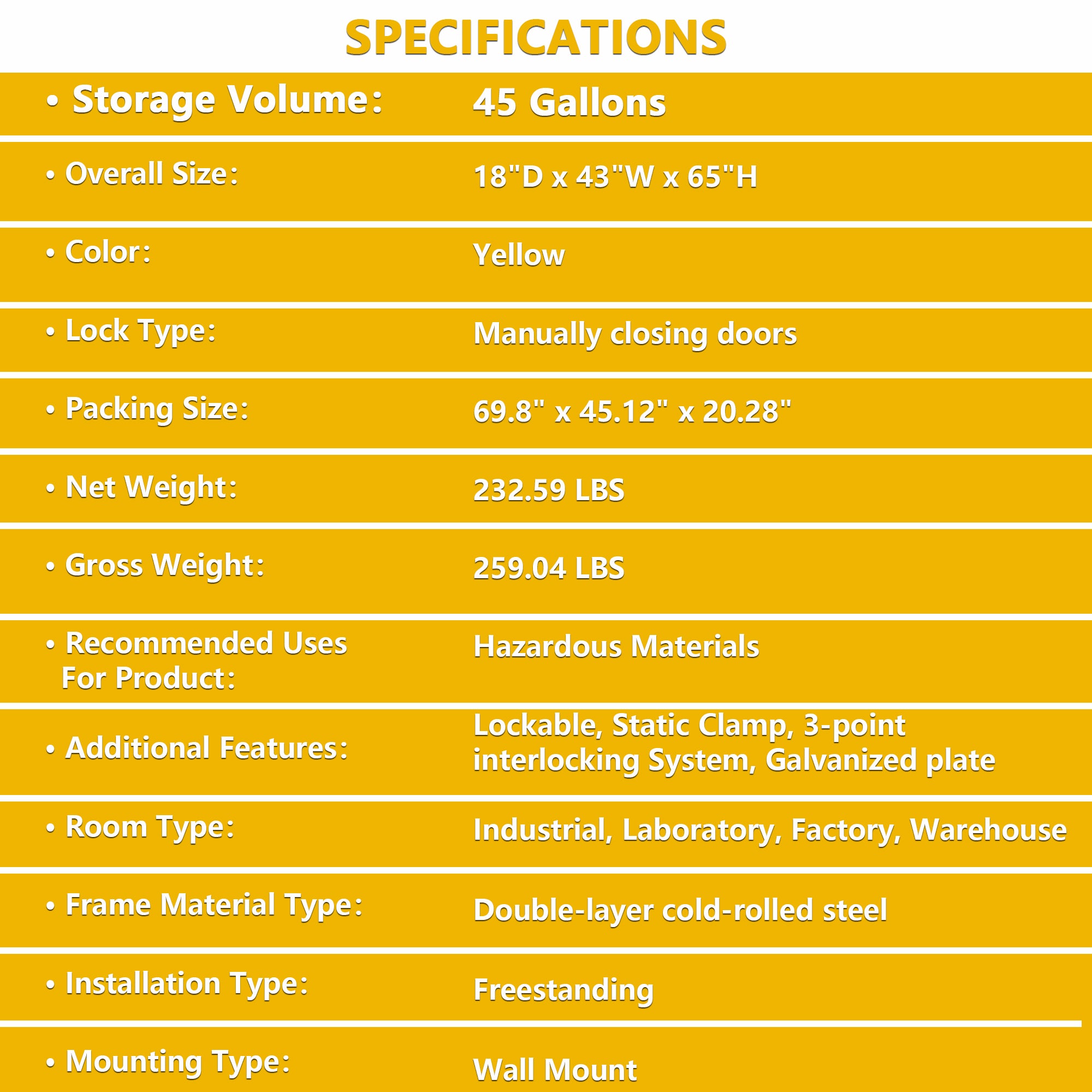 45 Gal Flammable Safety Cabinet
