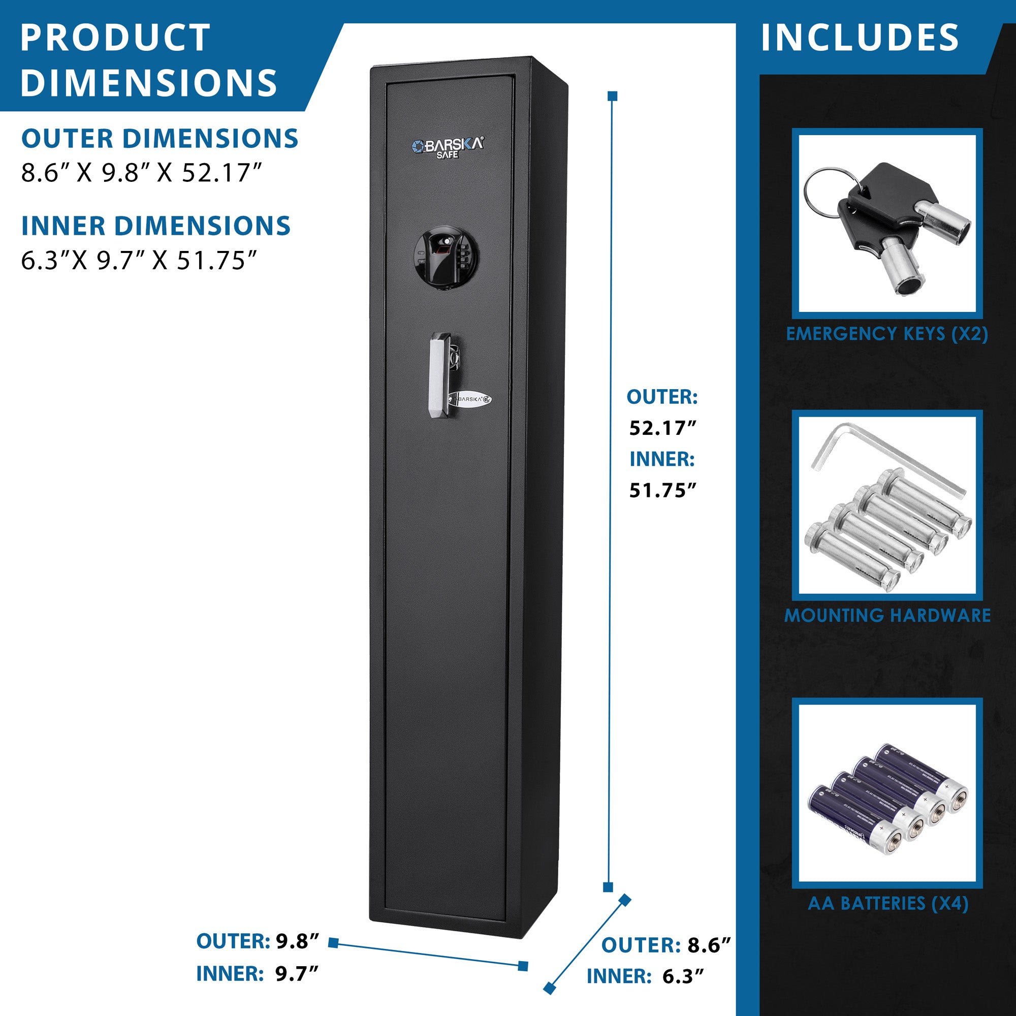1.83 CU FT Biometric Keypad Rifle Safe
