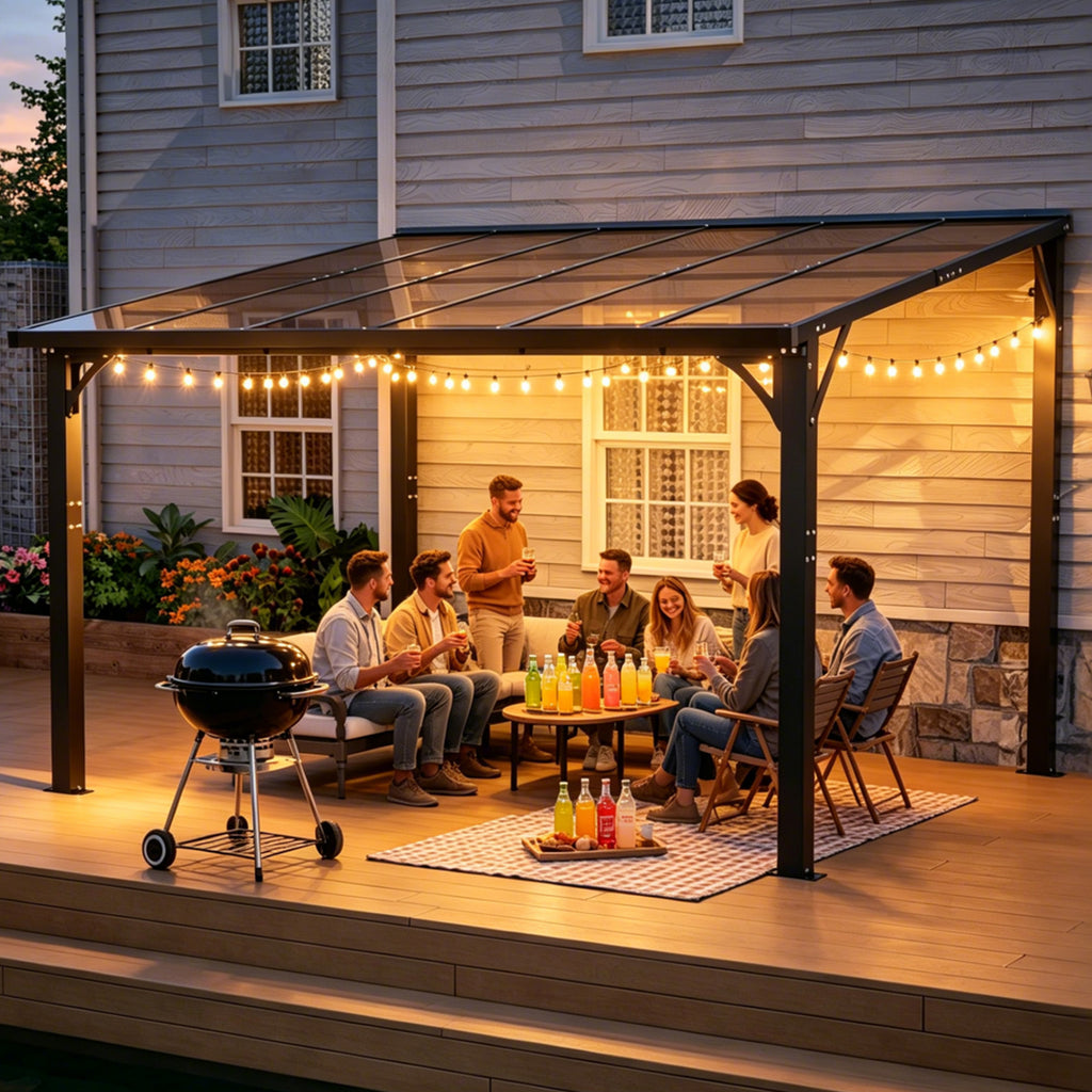 12x10 FT Hardtop Gazebo, Outdoor Patio Pergola