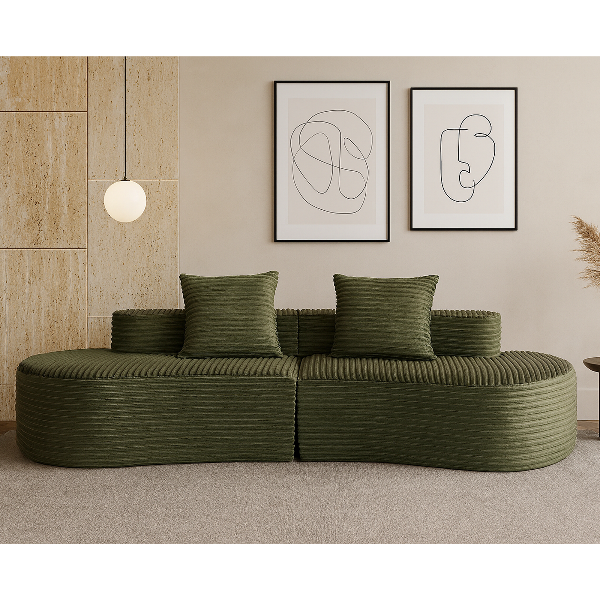 110.24" Fully Compressed Sofa in Corduroy