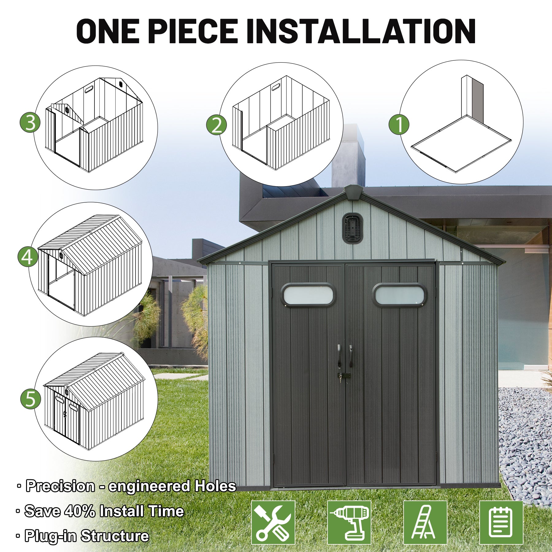 8X10FT Outdoor Resin Storage Shed