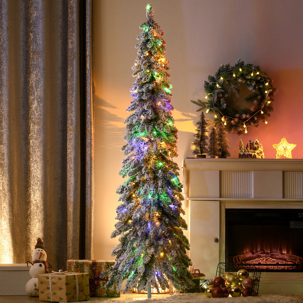 HOMCOM 6ft Tall Prelit Pencil Artificial Christmas Tree