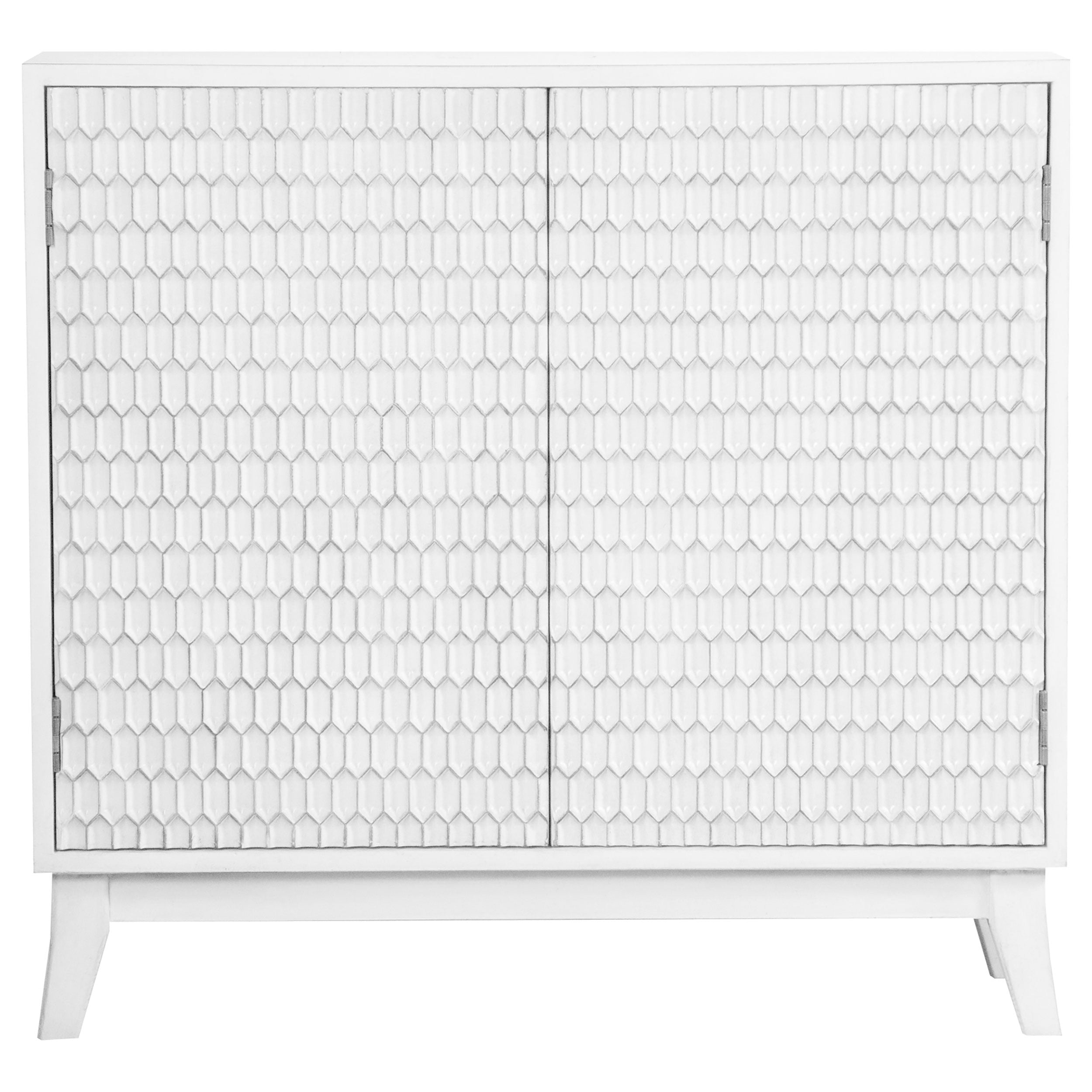 Gambon 2-door Wood Honeycomb Pattern Accent Cabinet White-CoasterElevations