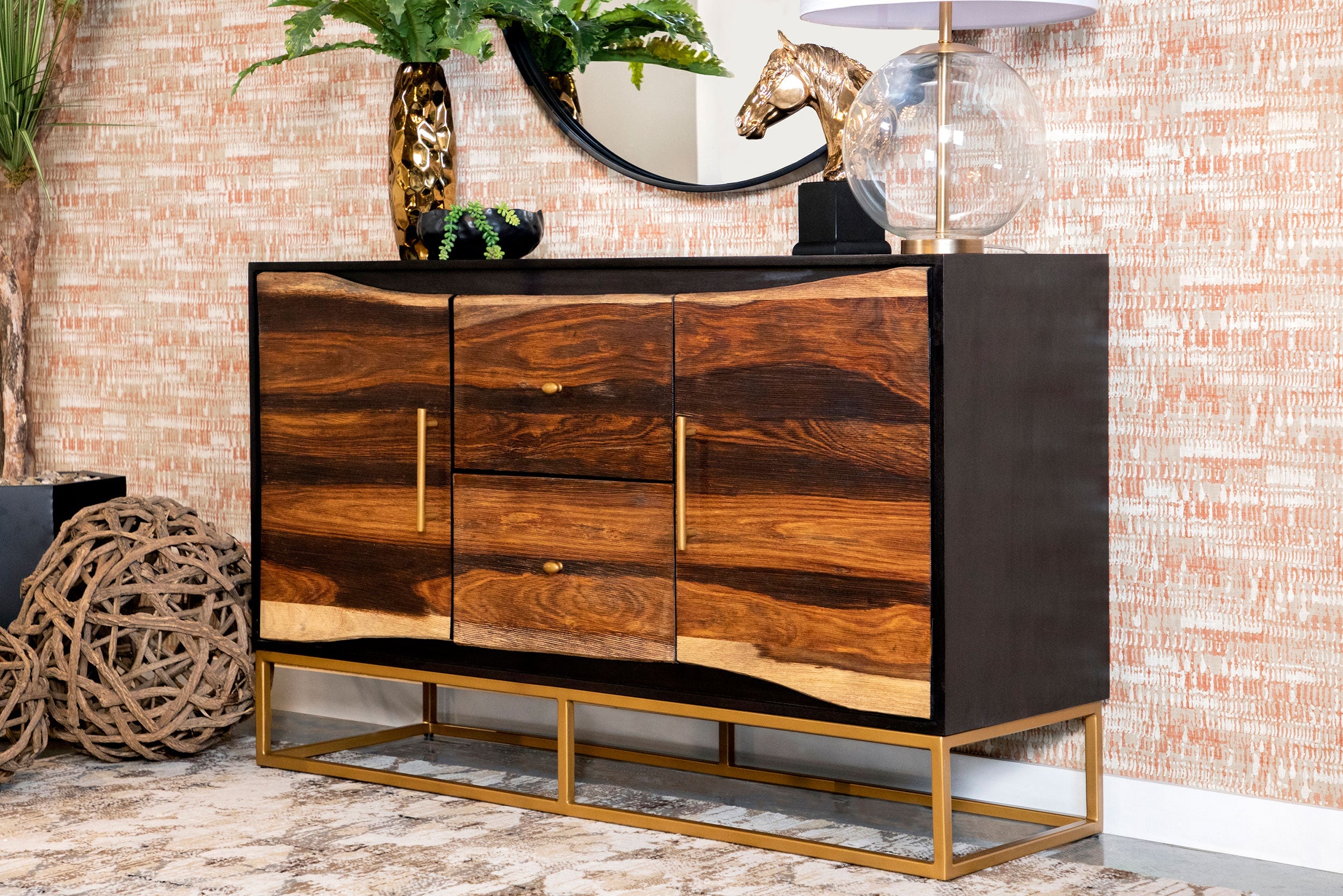 Zara 2-door 57-inch Wood Accent Storage Cabinet Black Walnut-CoasterElevations