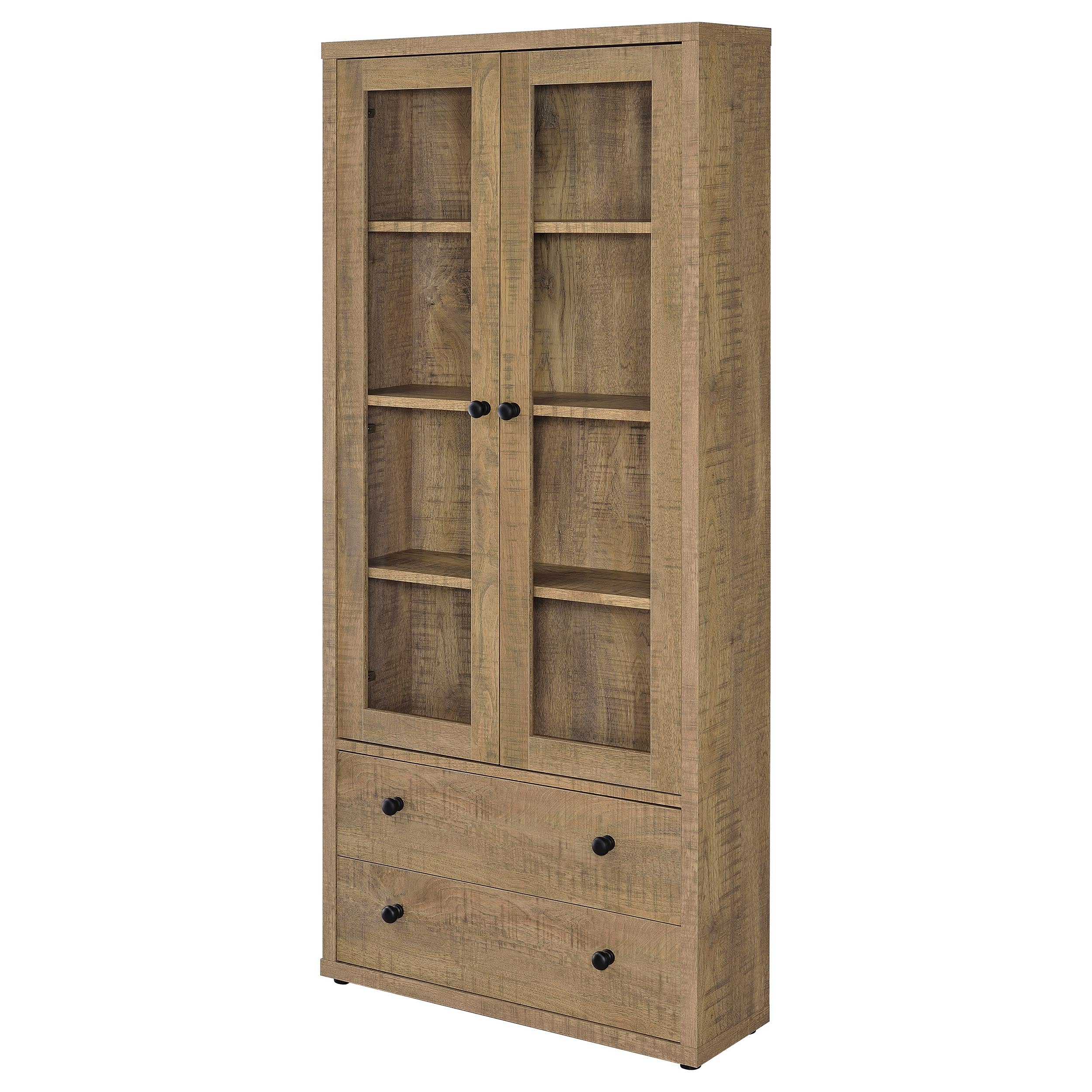 Hawthorne 4-shelf Glass Door Tall Cabinet with Drawers Mango-