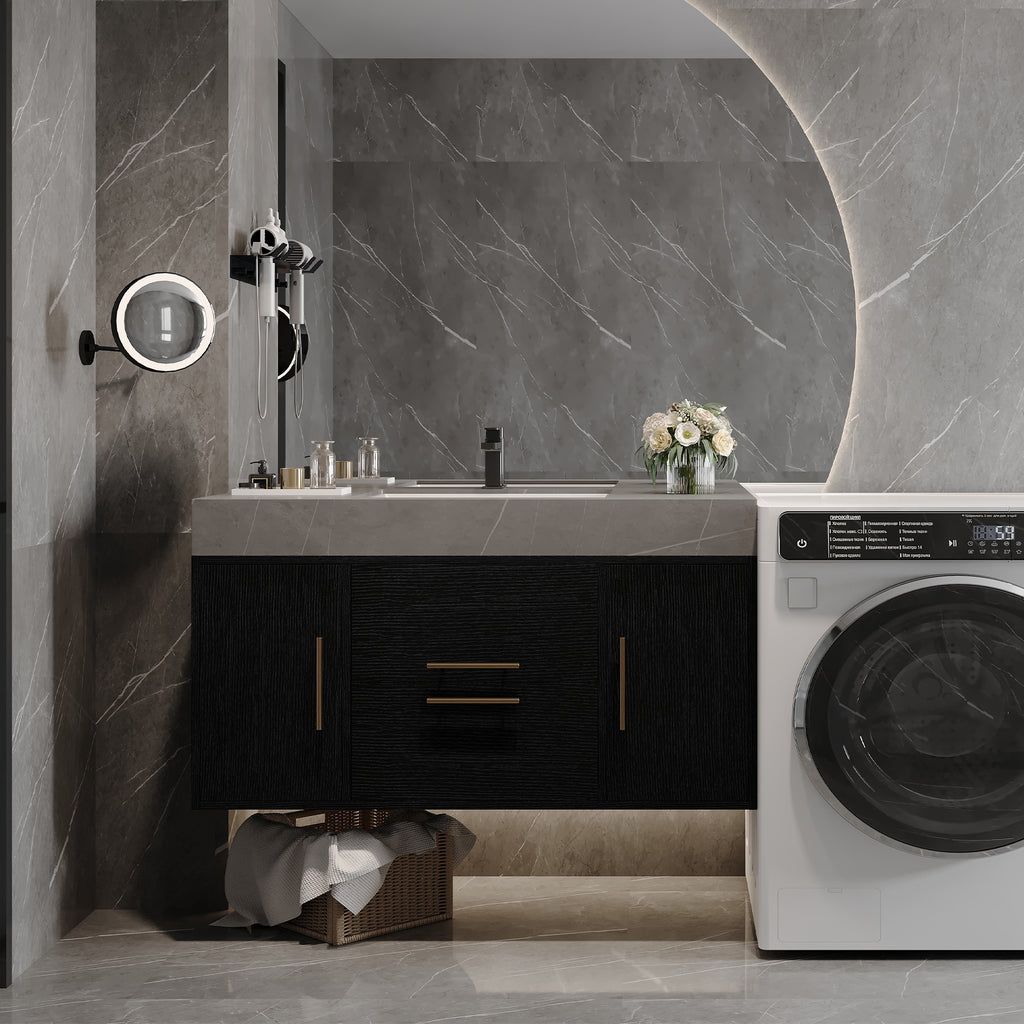 39.4 Inches Single Contemporary Floating Bathroom Vanity