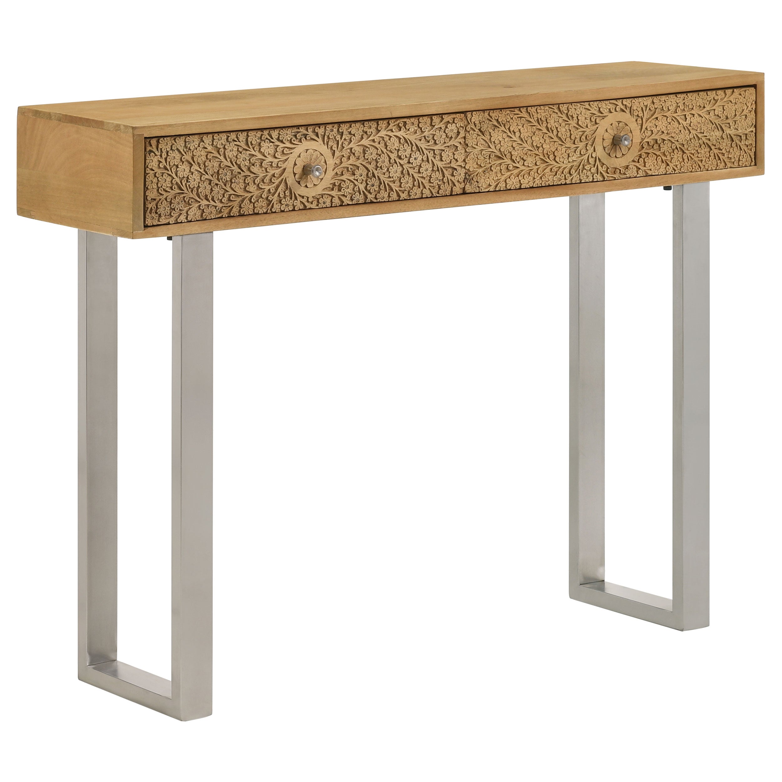 Draco 2-drawer Console Table Hand Carved Details Natural-CoasterEveryday