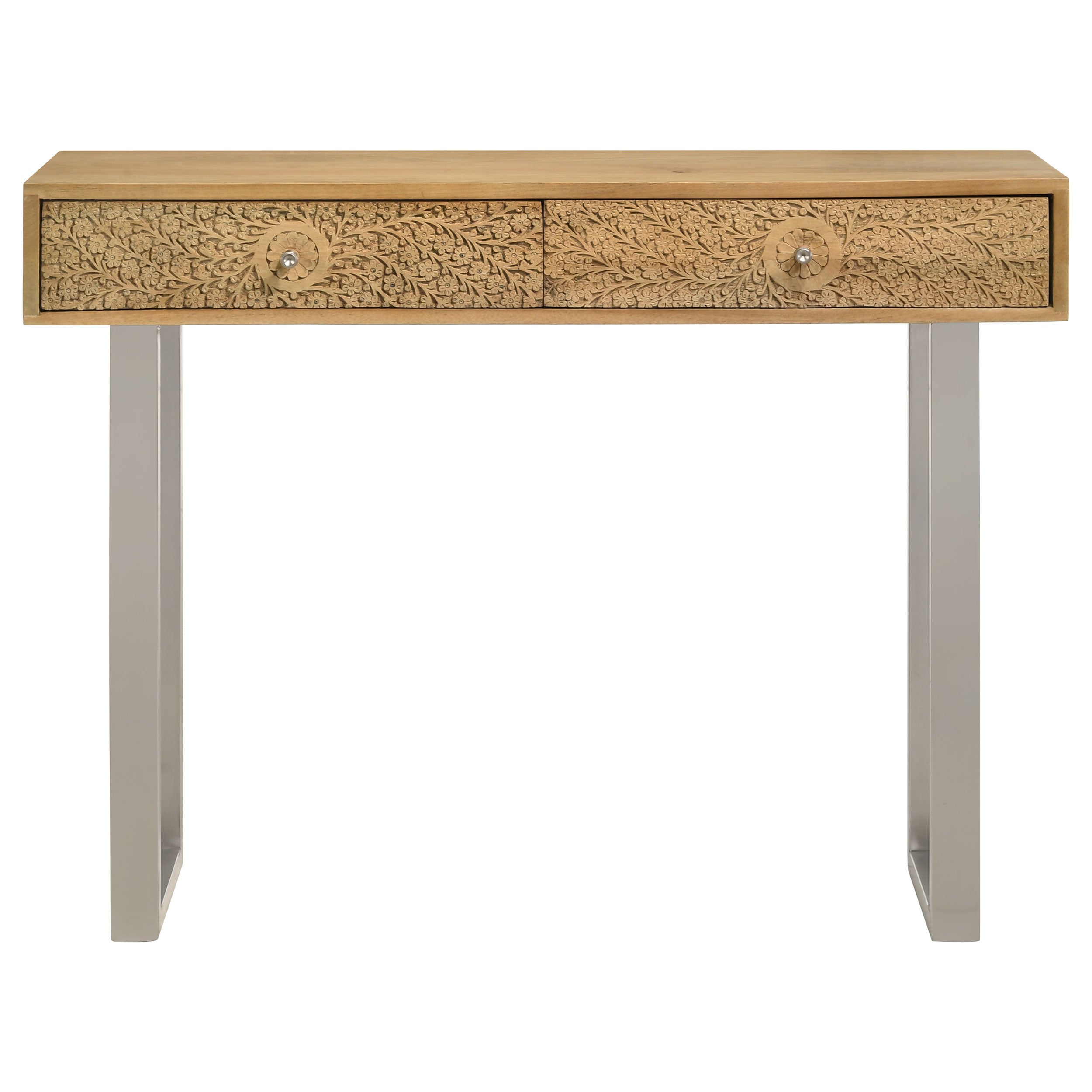 Draco 2-drawer Console Table Hand Carved Details Natural-CoasterEveryday