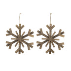 Large Fir Wood Snowflake Ornaments - Set of 2