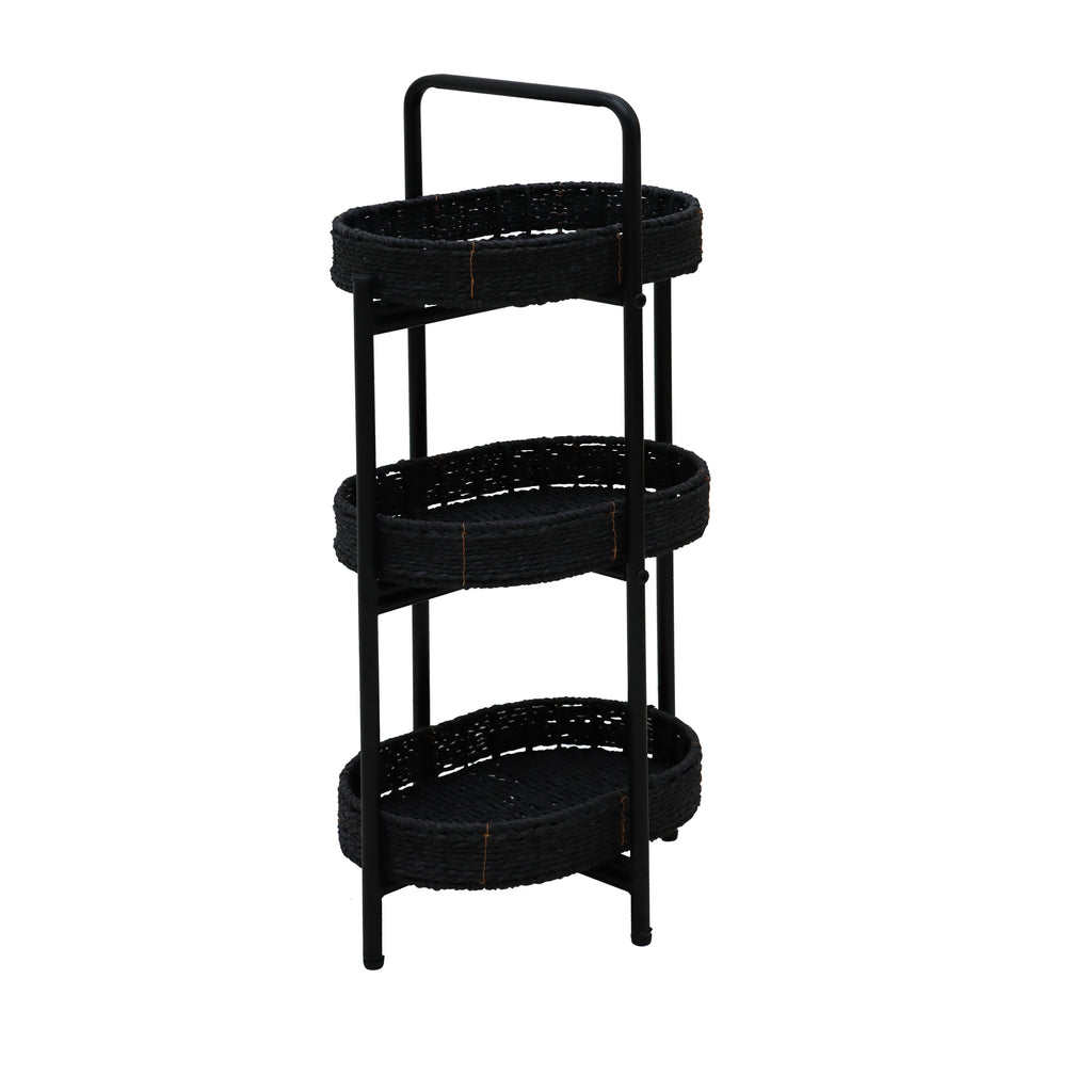 Small Handwoven Side Tables – 3-Tier Oval Organizer