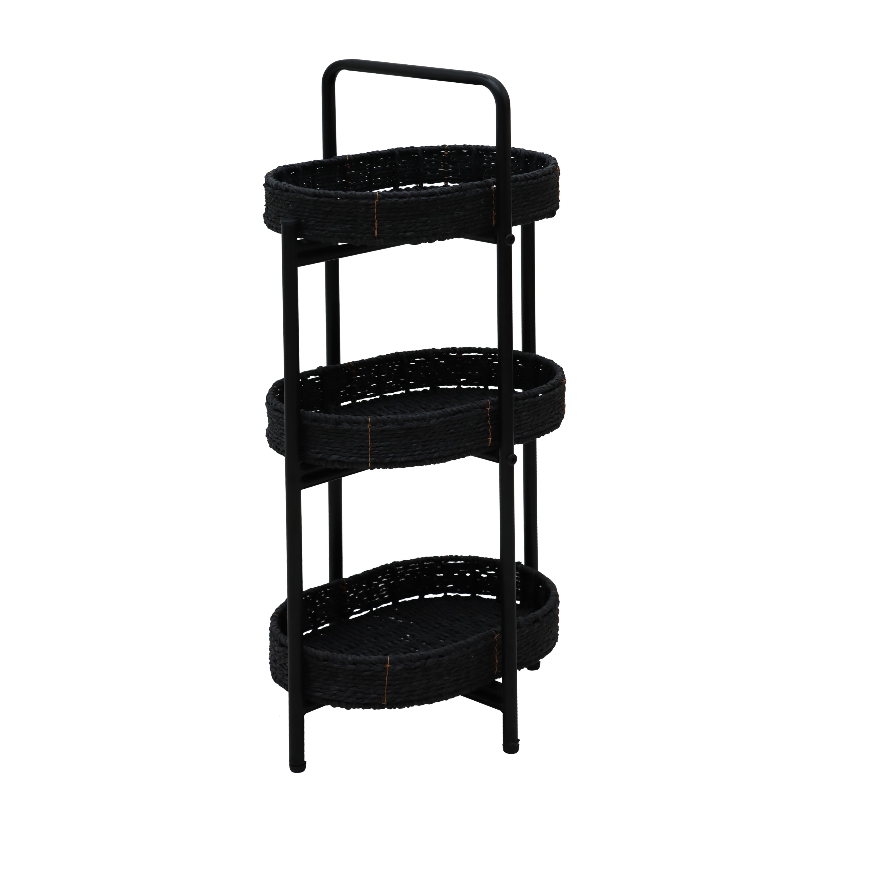 Small Handwoven Side Tables – 3-Tier Oval Organizer