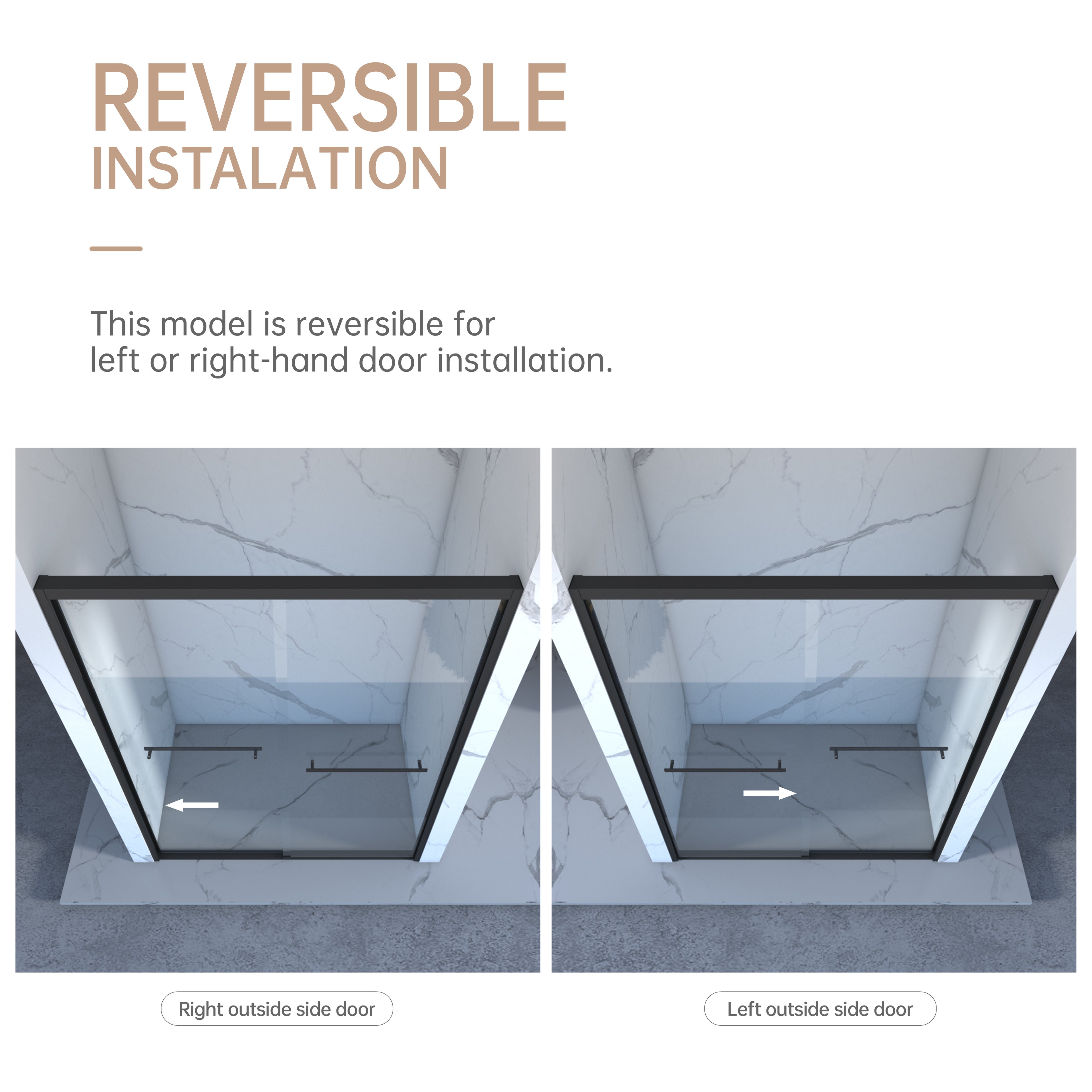 56-60"x70" Aluminum Frame Double Sliding Shower Door