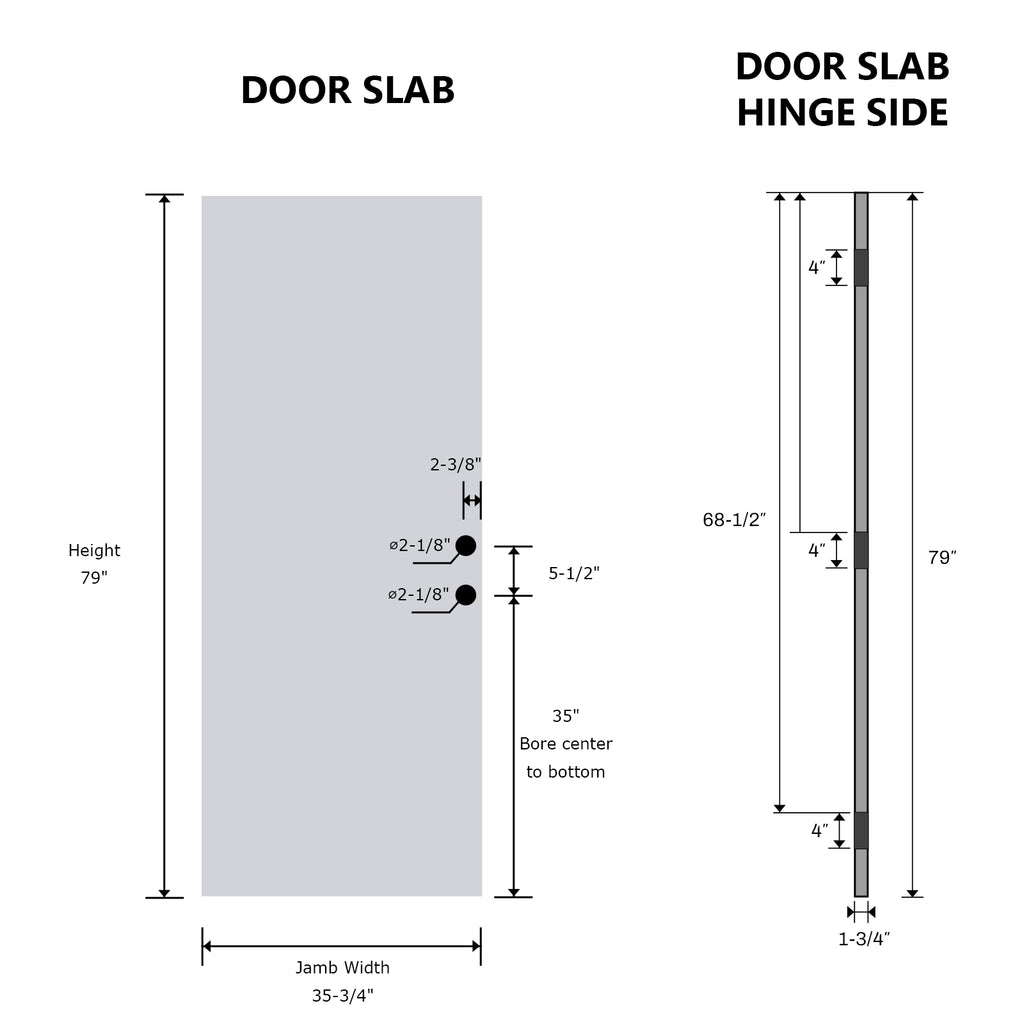 36 x 80 Antique Black Finished Fiberglass Entry Door