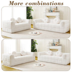 84.6-Inch Modern Boneless Couch with Two Circular Throw Pillows