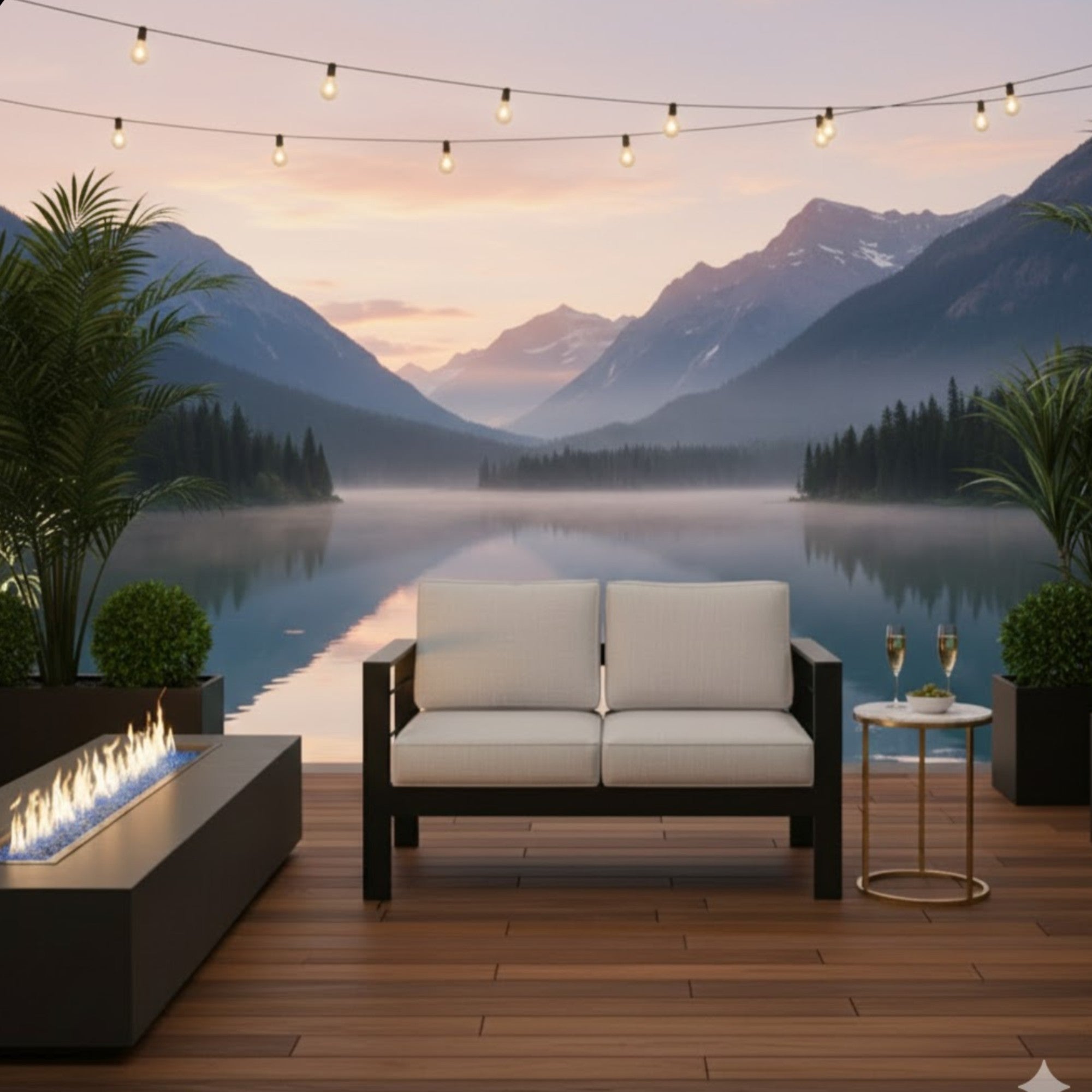 50" All-Weather Aluminum Patio Loveseat