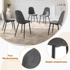 Comfortable Linen-Cotton Dining Chair Set - Six Pieces in Dark Gray